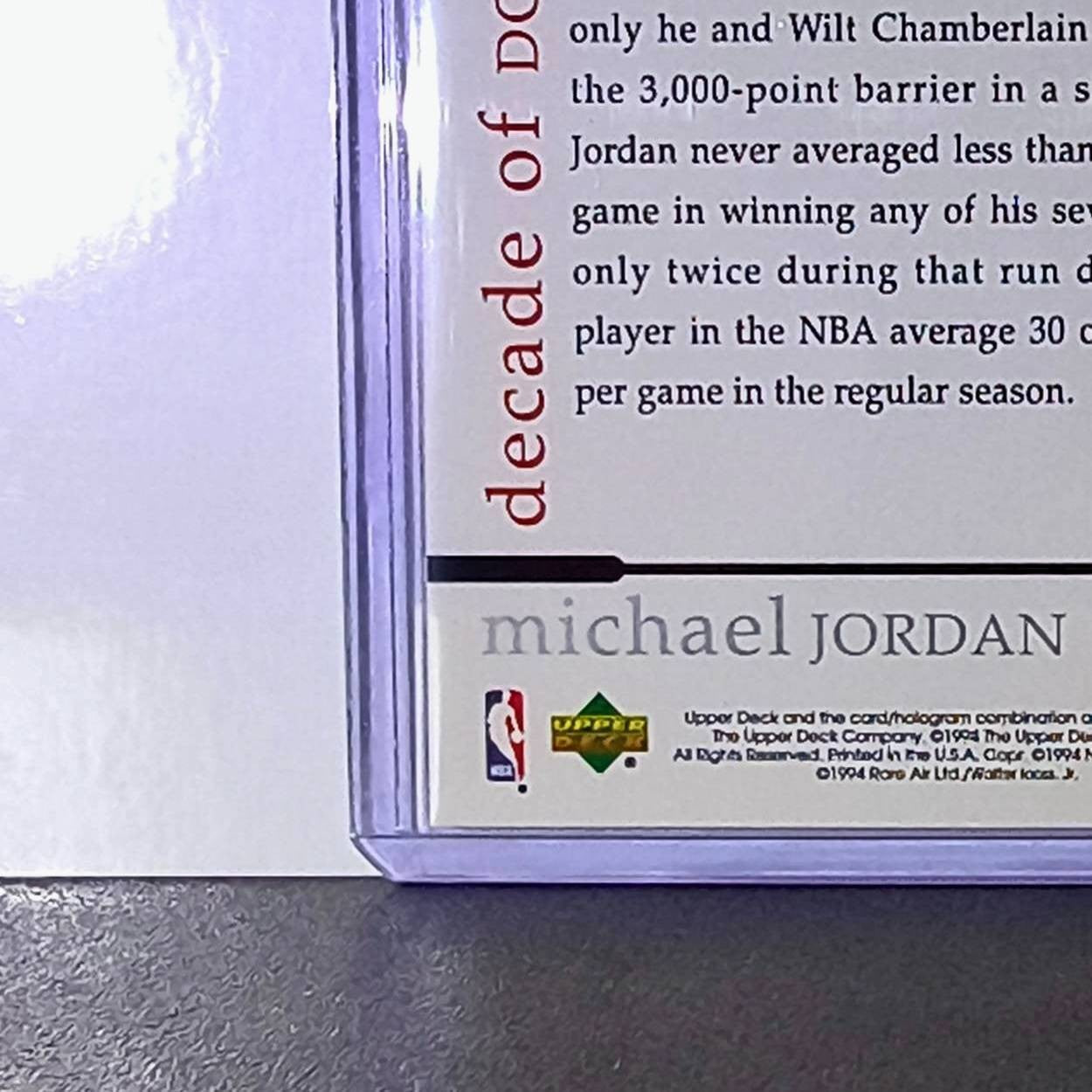 Michael Jordan 1994 Upper Deck Decade of Dominance #74 Card Chicago Bulls