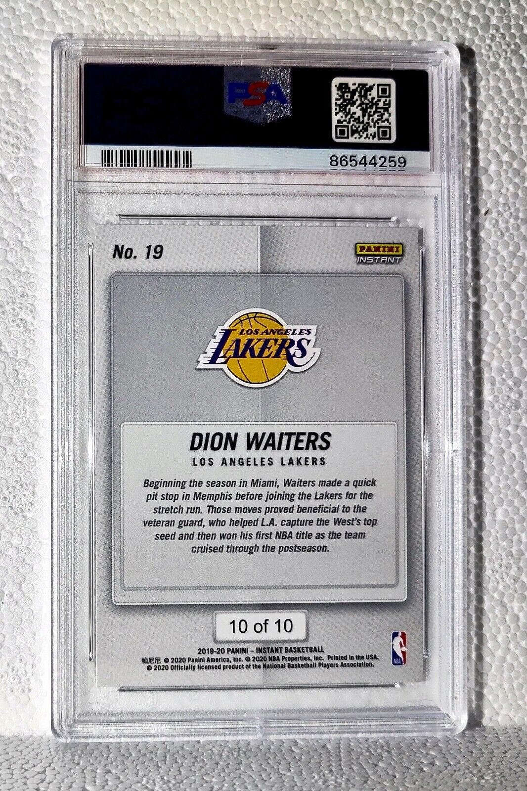 Dion Waiters 2020 Panini Lakers NBA Champions #19 Green Card 10/10  PSA 9 Mint