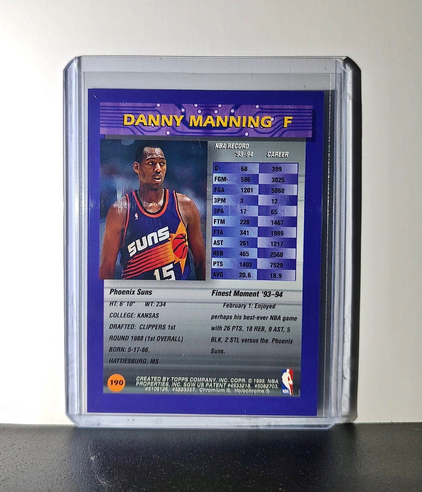 Danny Manning 1994-95 Topps Finest #190 Basketball Card