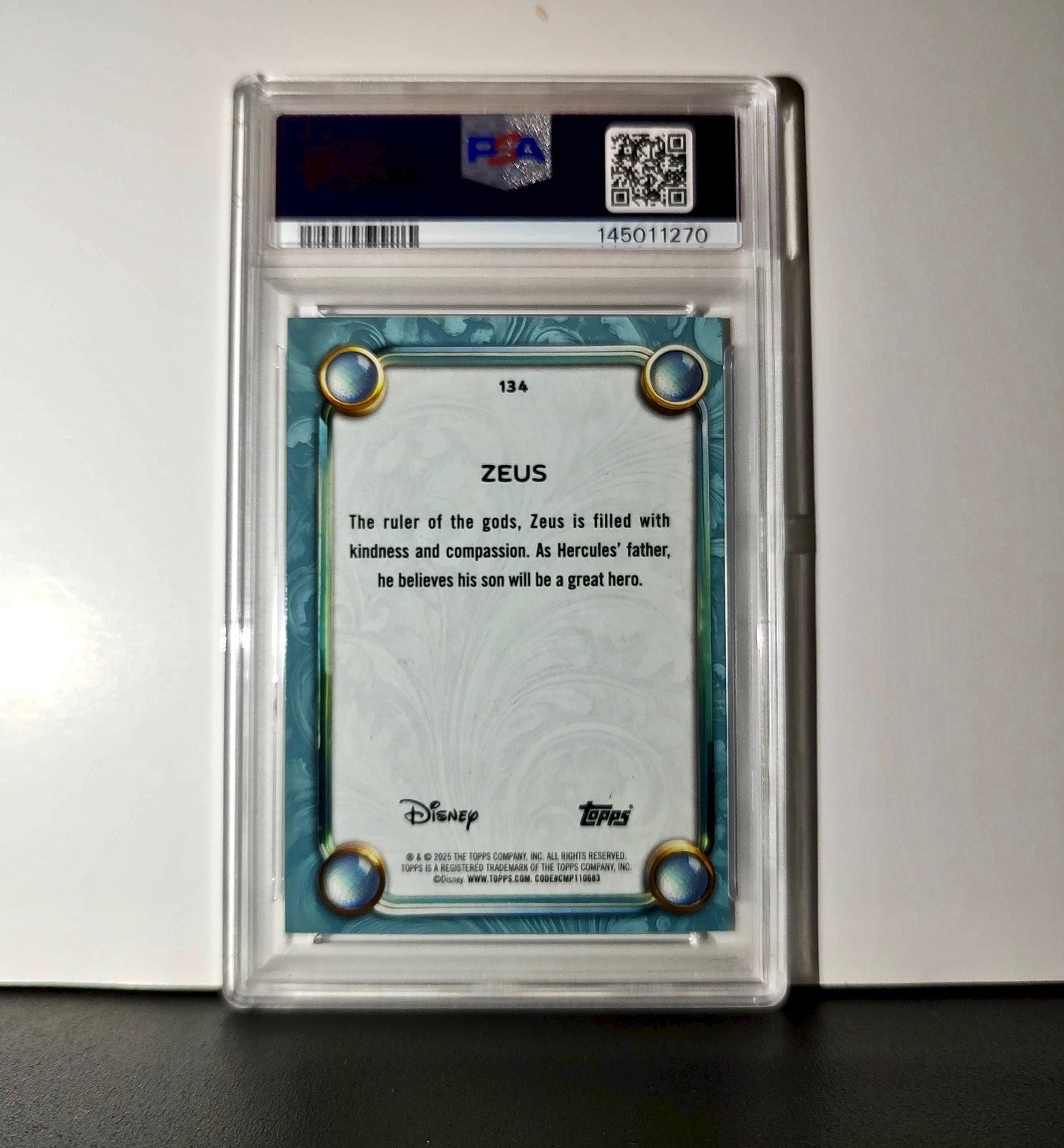 Zeus 2025 Topps Disney Wonder #134 Diamond Card Hercules PSA  PSA 9