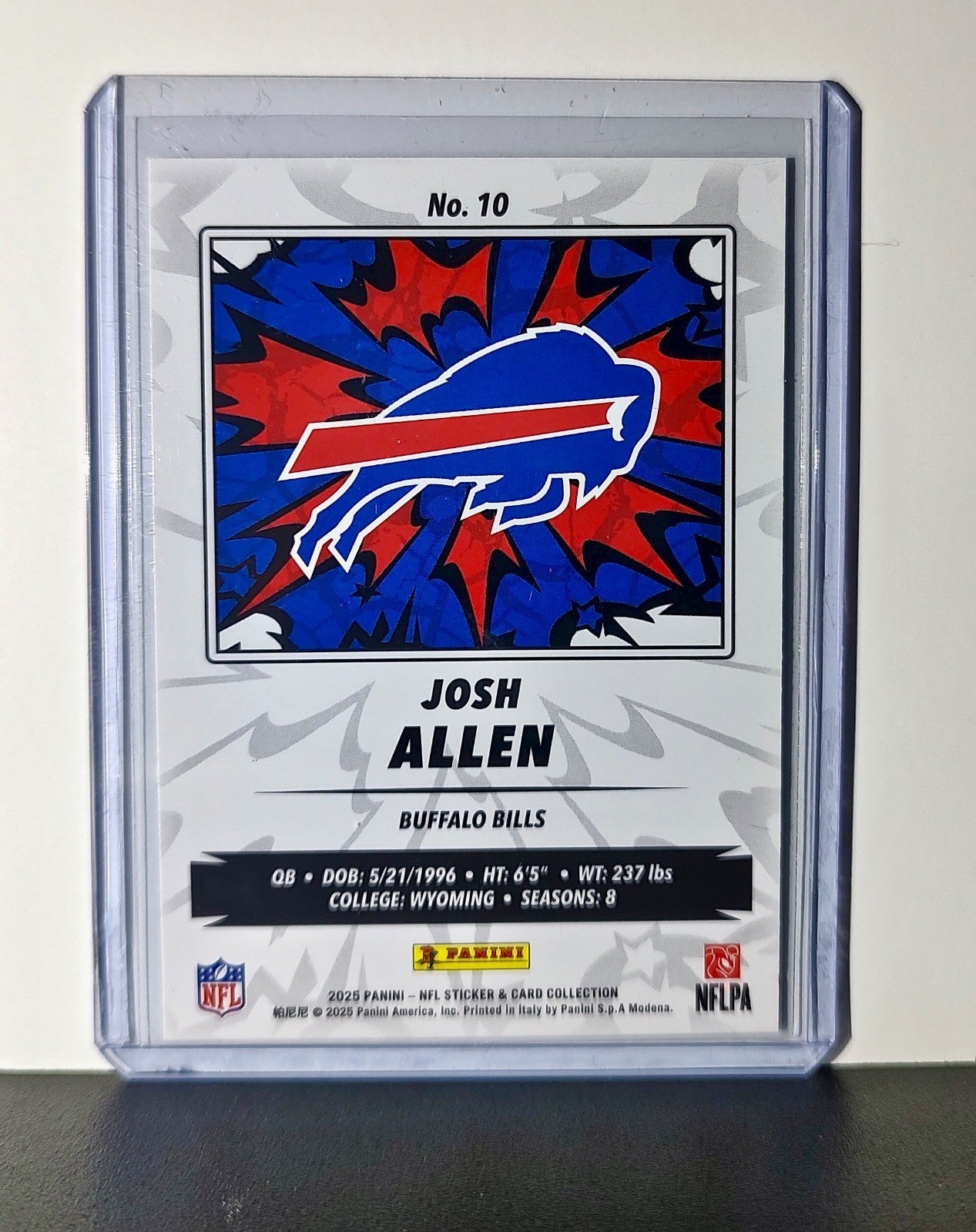 Josh Allen 2025 Panini NFL #10 Foil Sticker Card Buffalo Bills