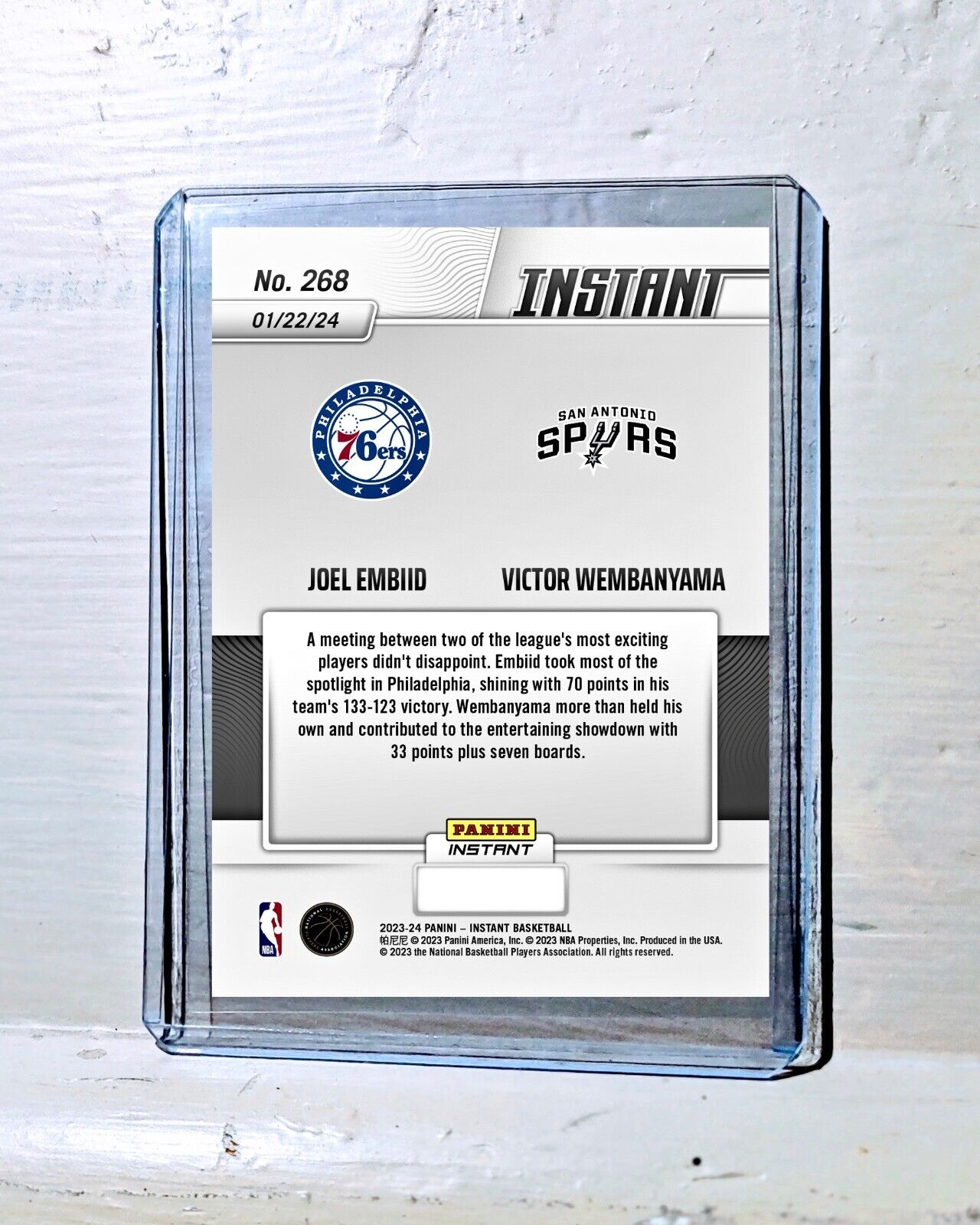 Victor Wembanyama / Joel Embiid 2023-24 Panini #268 Rookie Card