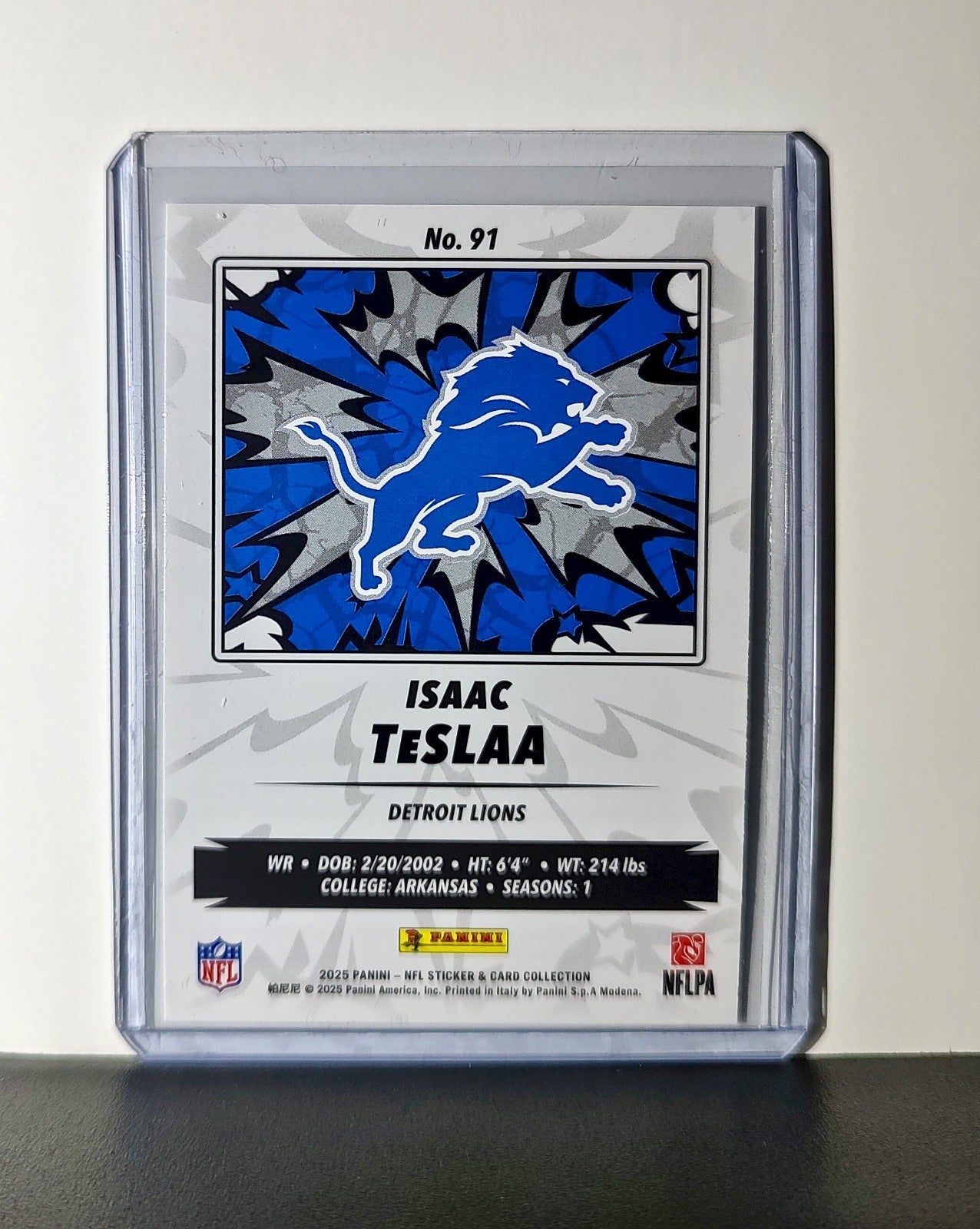 Isaac TeslAa Rookie 2025 Panini NFL #91 Sticker Card Detroit Lions