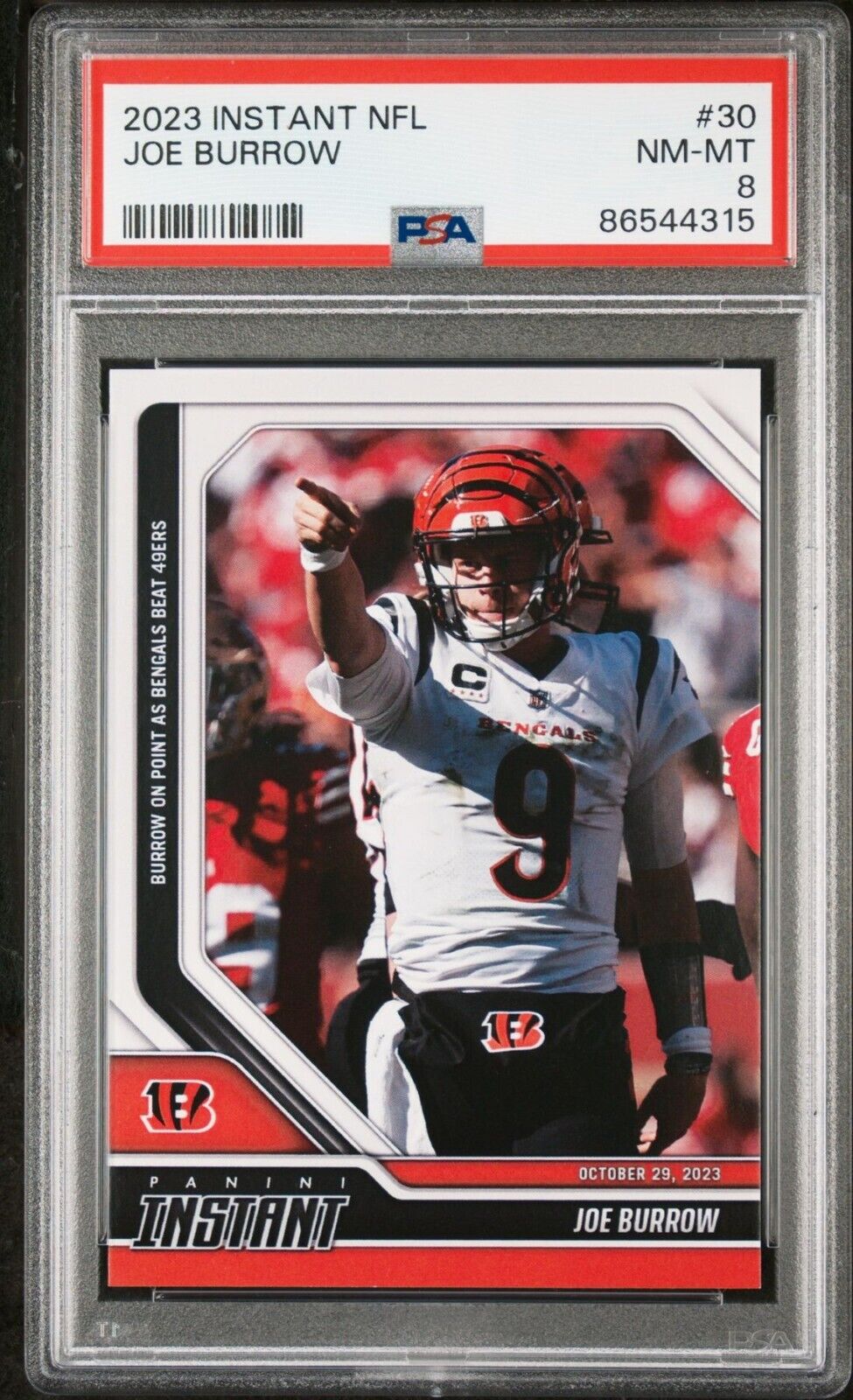 Joe Burrow 2023 Panini NFL Football #30 Card 1 of 89 Bengals PSA 8 NM-MT