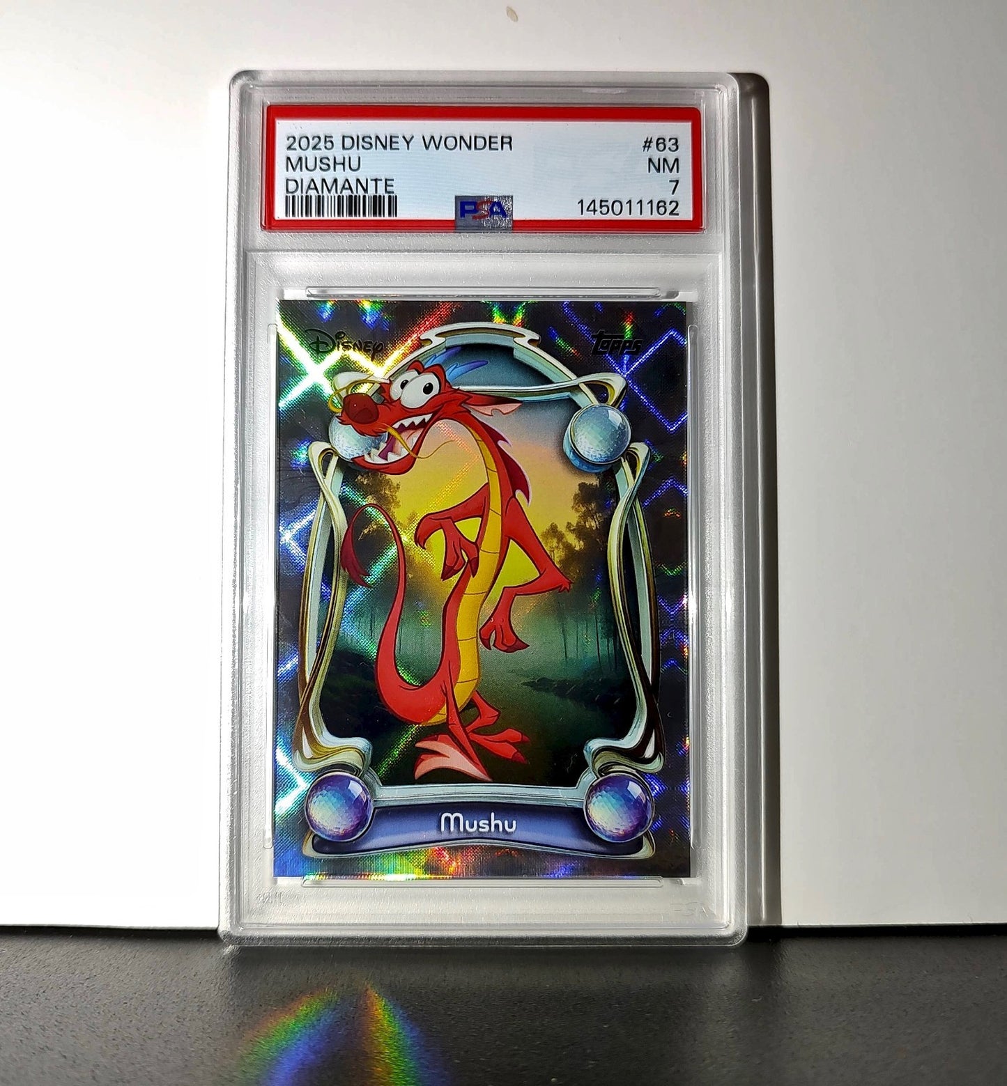 Mushu 2025 Topps Disney Wonder #63 Winter Variant Card Mulan PSA 7