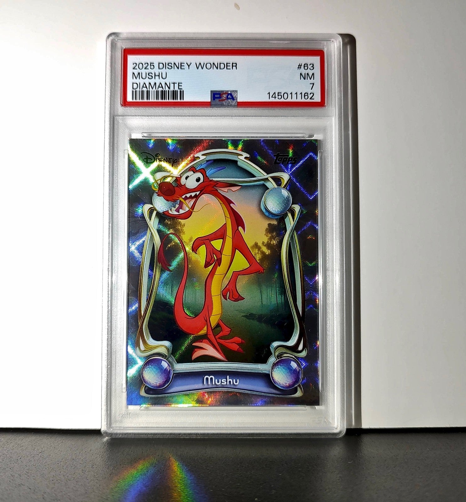 Mushu 2025 Topps Disney Wonder #63 Winter Variant Card Mulan PSA 7