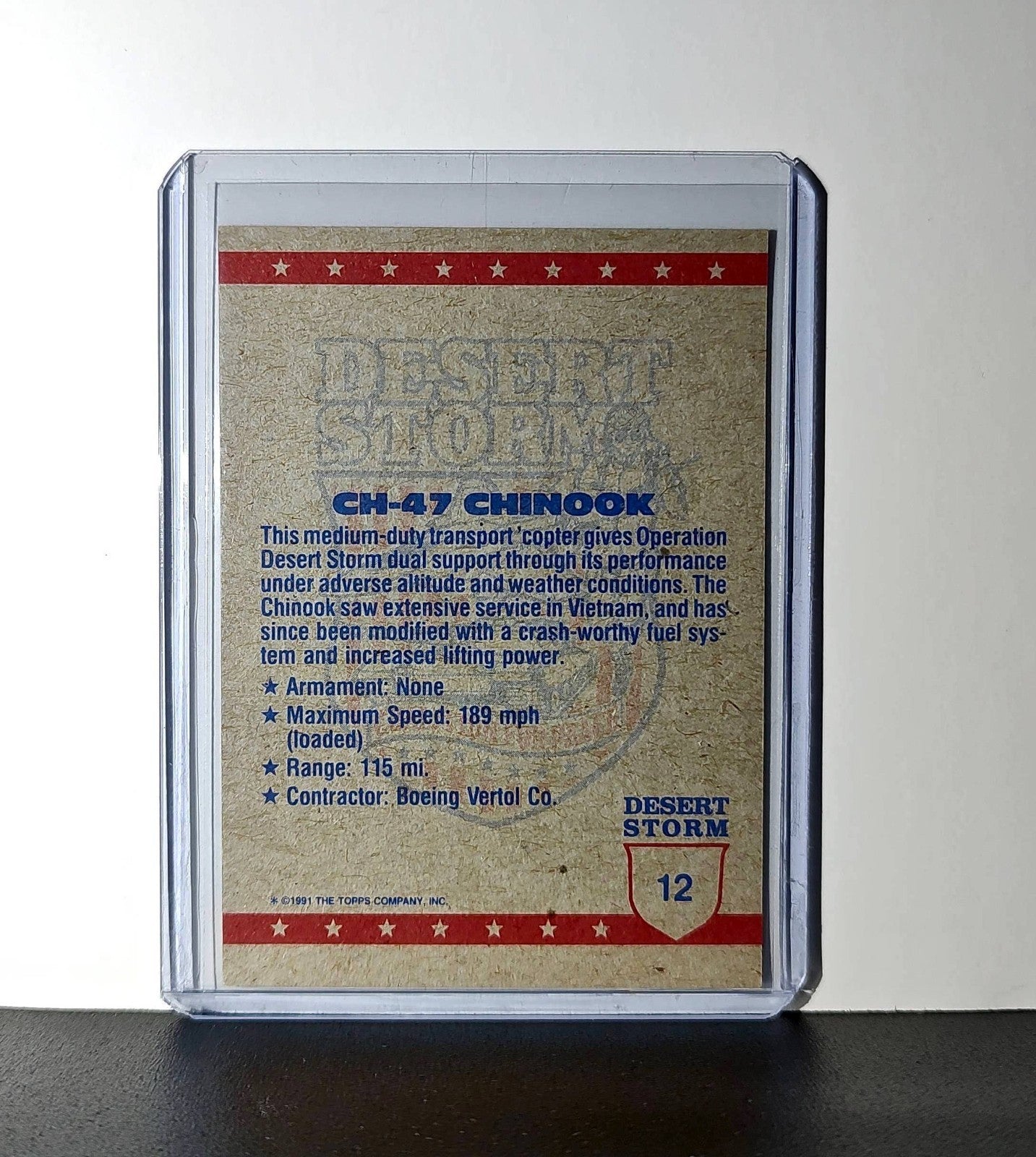 CH-47 Chinook 1991 Topps Desert Storm #12 Card