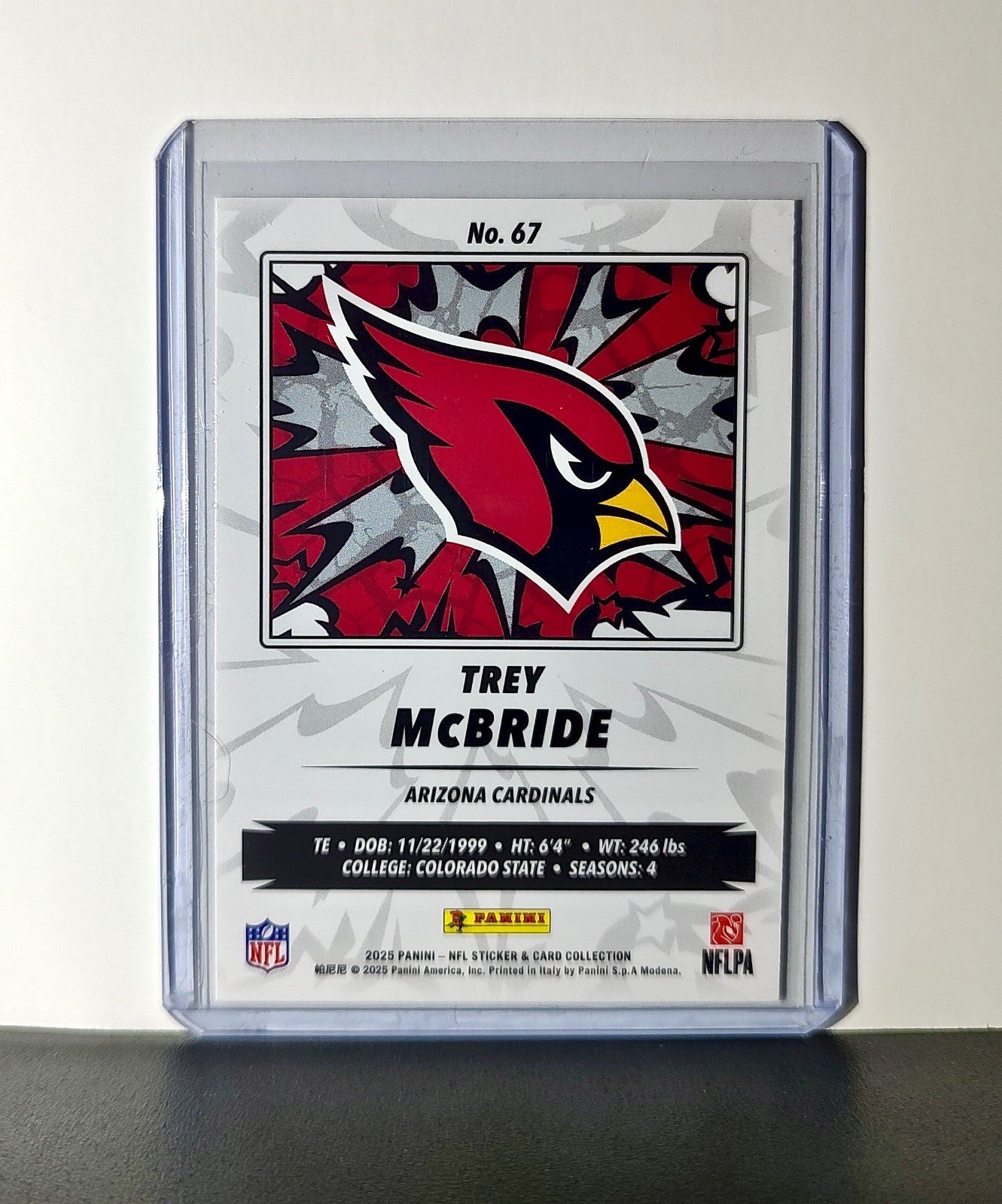 Trey McBride 2025 Panini NFL #67 Sticker Card Arizona Cardinals