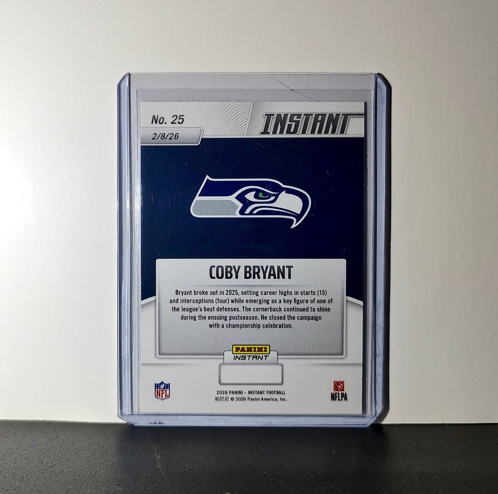 Coby Bryant 2026 Panini NFL Super Bowl LIX Champions #25 Card Seattle Seahawks