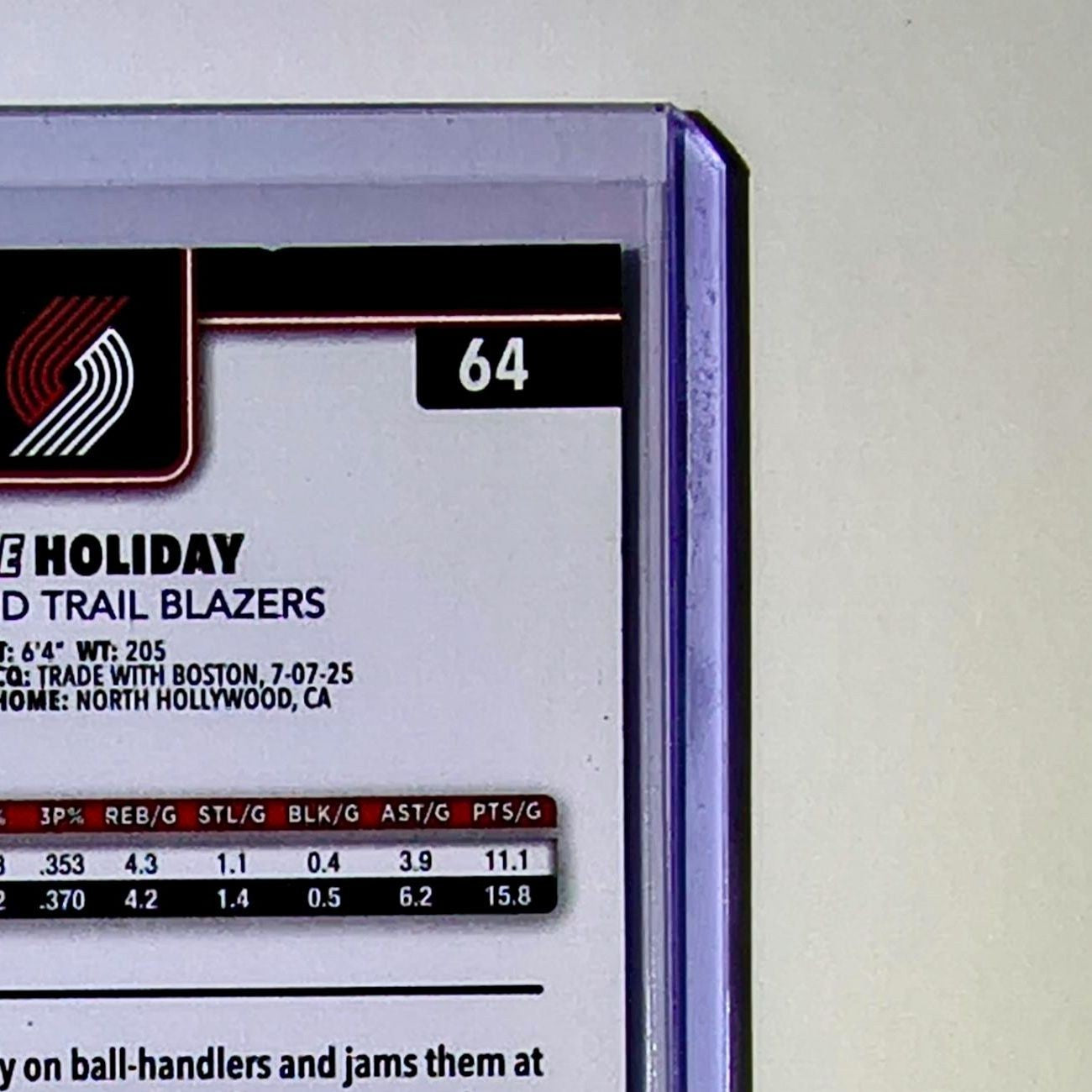 Jrue Holiday 2025-26 NBA Topps Chrome Update #64 Card Portland Trail Blazers