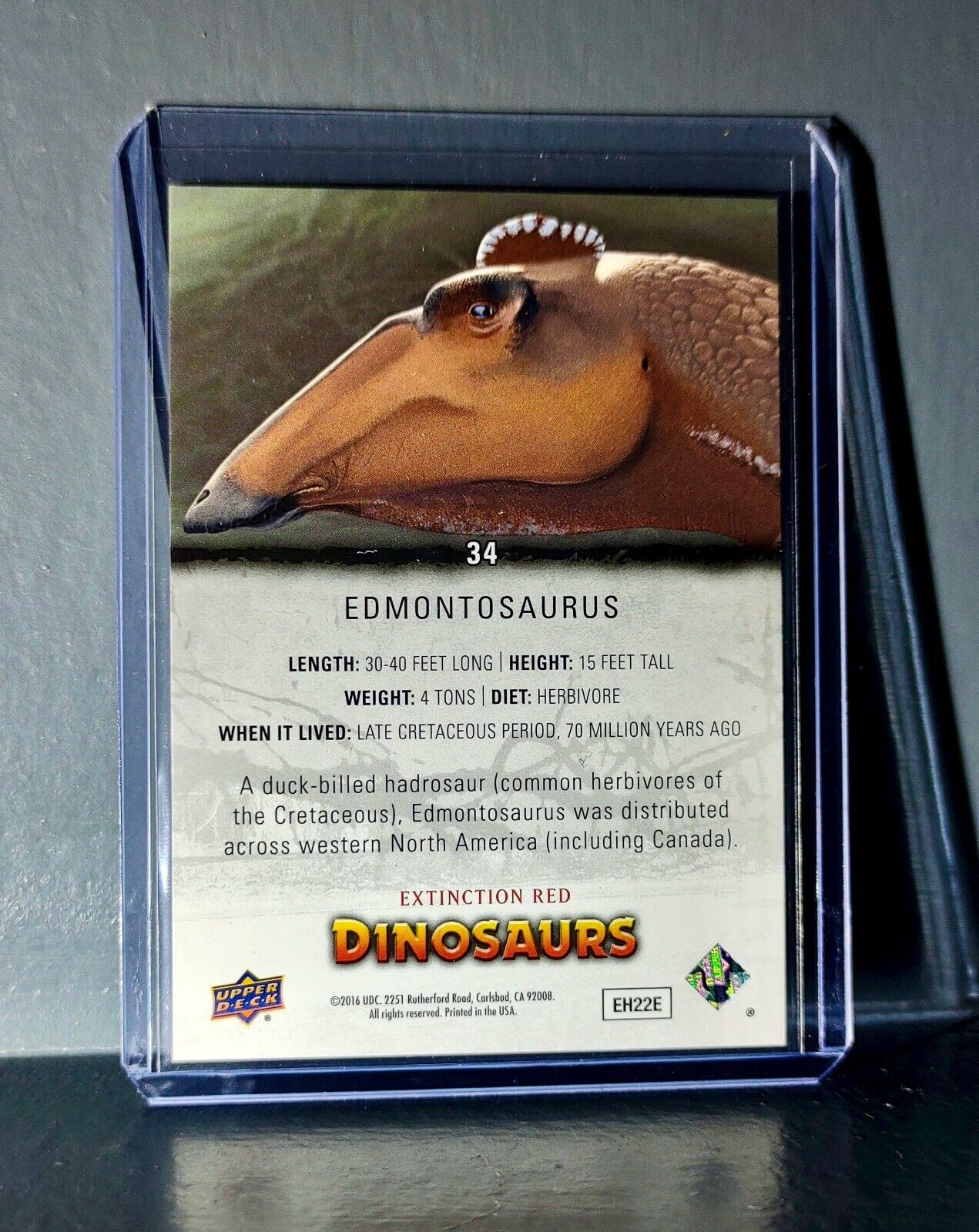 2015 Upper Deck Dinosaurs Edmontosaurus Extinction Red Parallel #34 Card