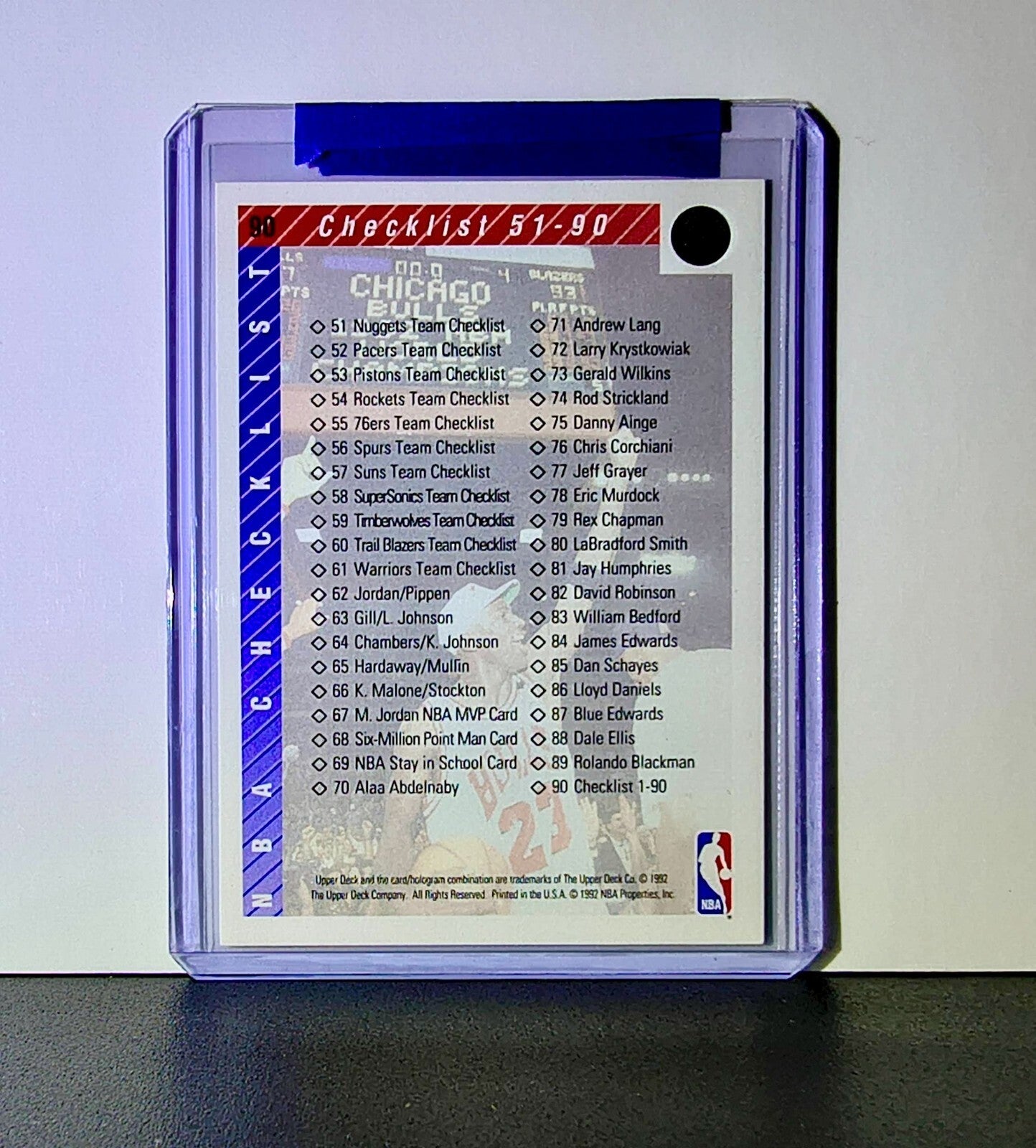 Michael Jordan 1992-93 Upper Deck Checklist #90 Basketball Card Chicago Bulls