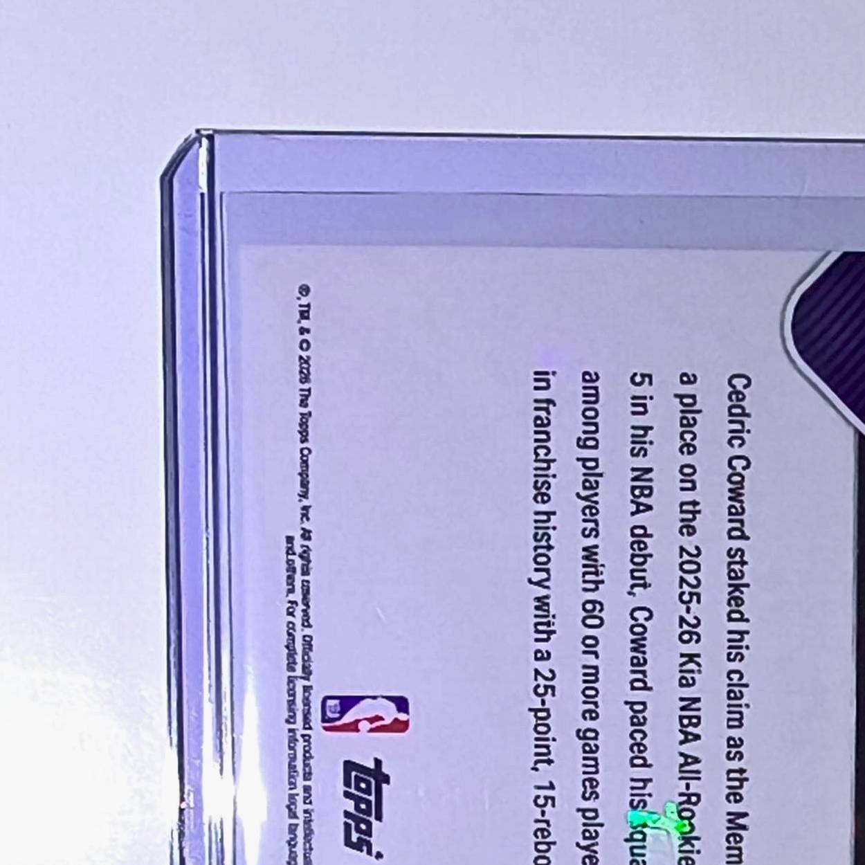 Cedric Coward Rookie 2025-26 Topps NBA All-Rookie 1st Team Gold 02/50 Grizzlies