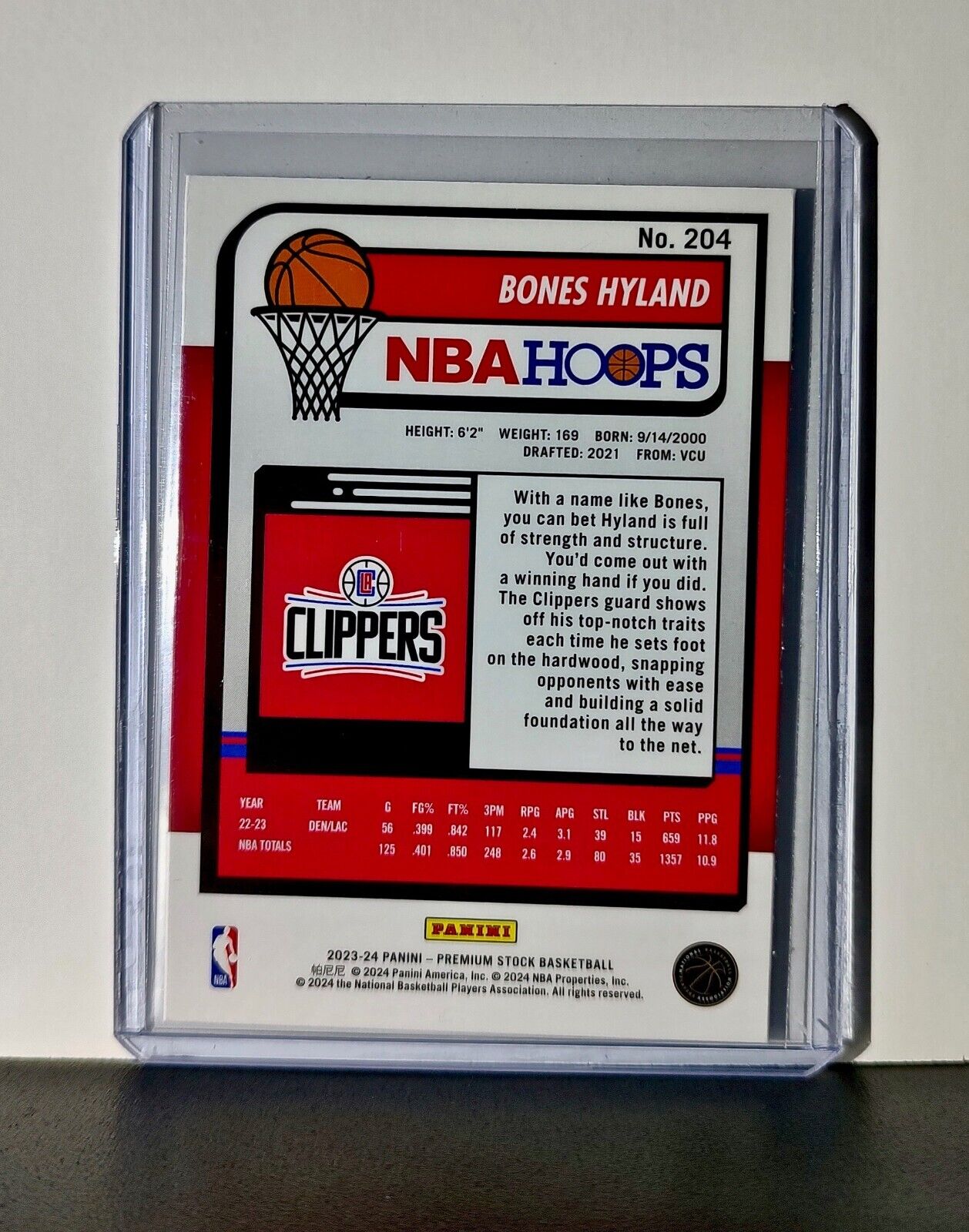 Bones Hyland 2023-24 Panini Premium Stock NBA Hoops #204 Card LA Clippers