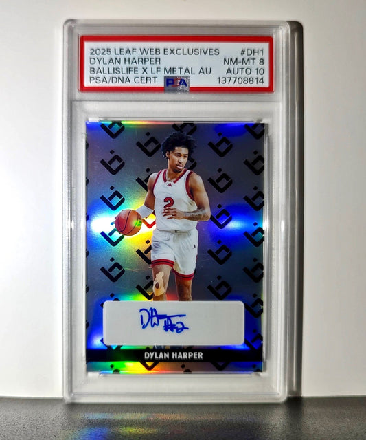 Dylan Harper 2025 Leaf Metal #BILA-DH1 Refractor PSA 8 Auto 10