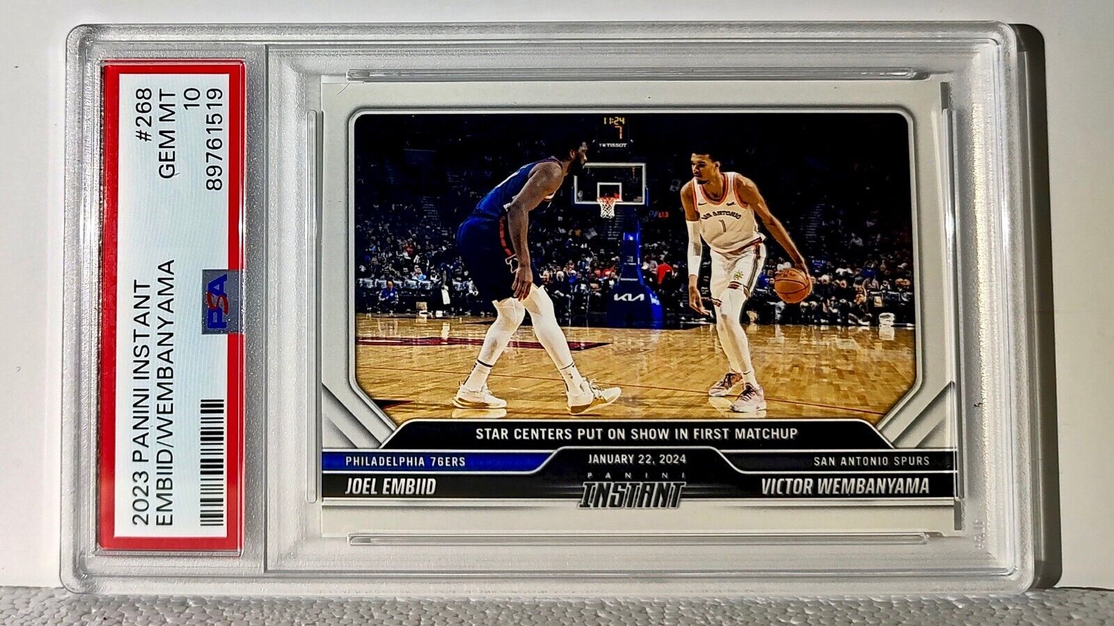 Victor Wembanyama / Joel Embiid 2023-24 Panini #268 NBA Rookie Card PSA 10 Gem