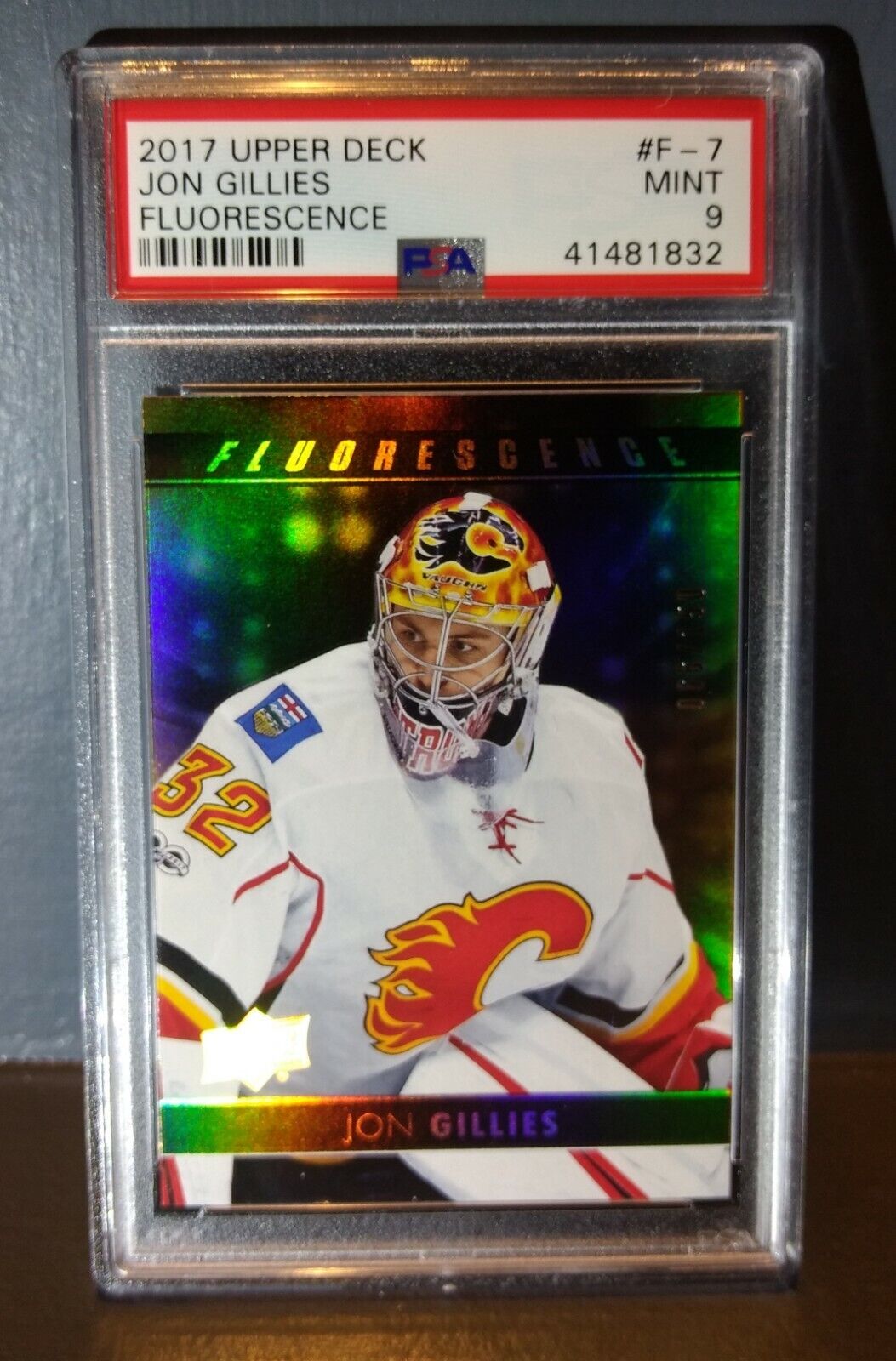 Jon Gillies 2017 Upper Deck Fluorescence F-7 Hockey Card PSA 9 MINT