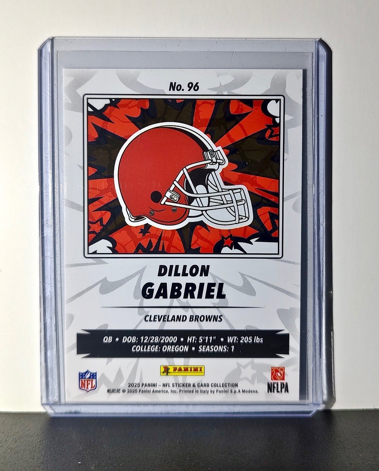Dillon Gabriel Rookie 2025 Panini NFL #96 Foil Sticker Card Cleveland Browns