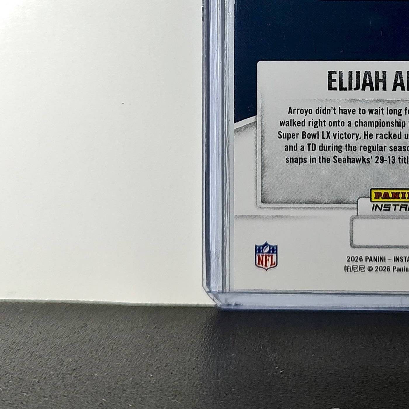 Elijah Arroyo 2026 Panini NFL Super Bowl LIX Champions #31 Card Seattle Seahawks