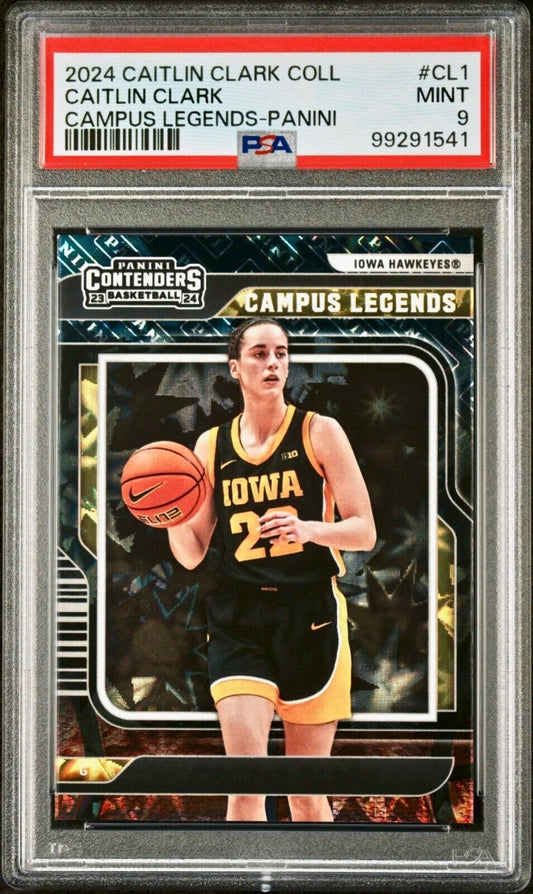 Caitlin Clark 2024 Panini College Contenders Campus Legends #CL1 Card PSA 9 Mint