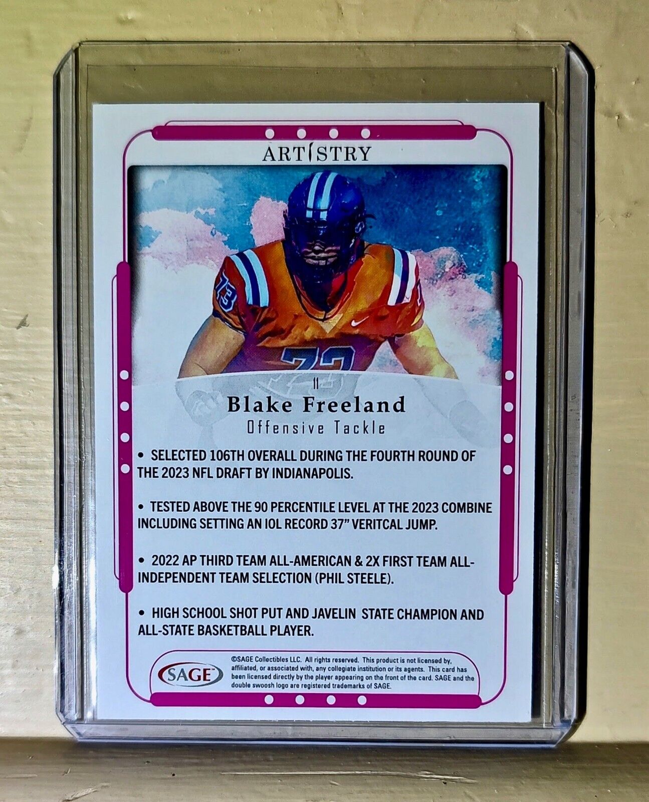 Blake Freland 2023 SAGE NFL Artistry Football #11 Card