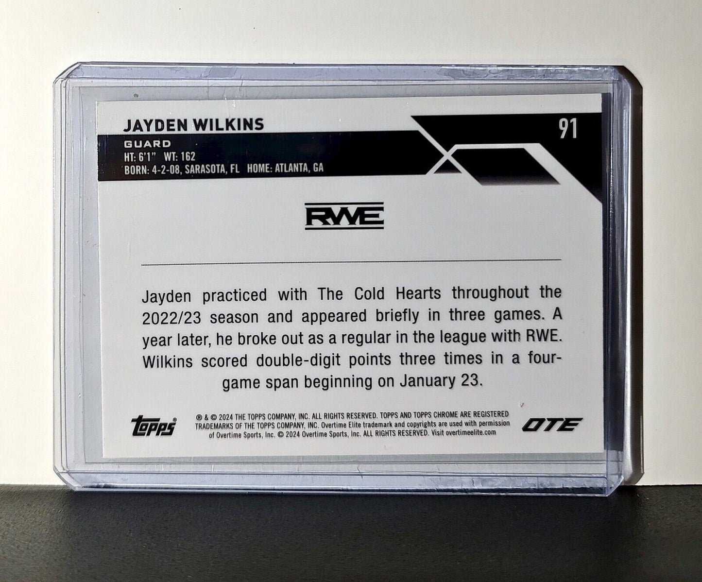 Jayden Wilkins Rookie Card 2023-24 Topps Chrome Overtime #91 RWE