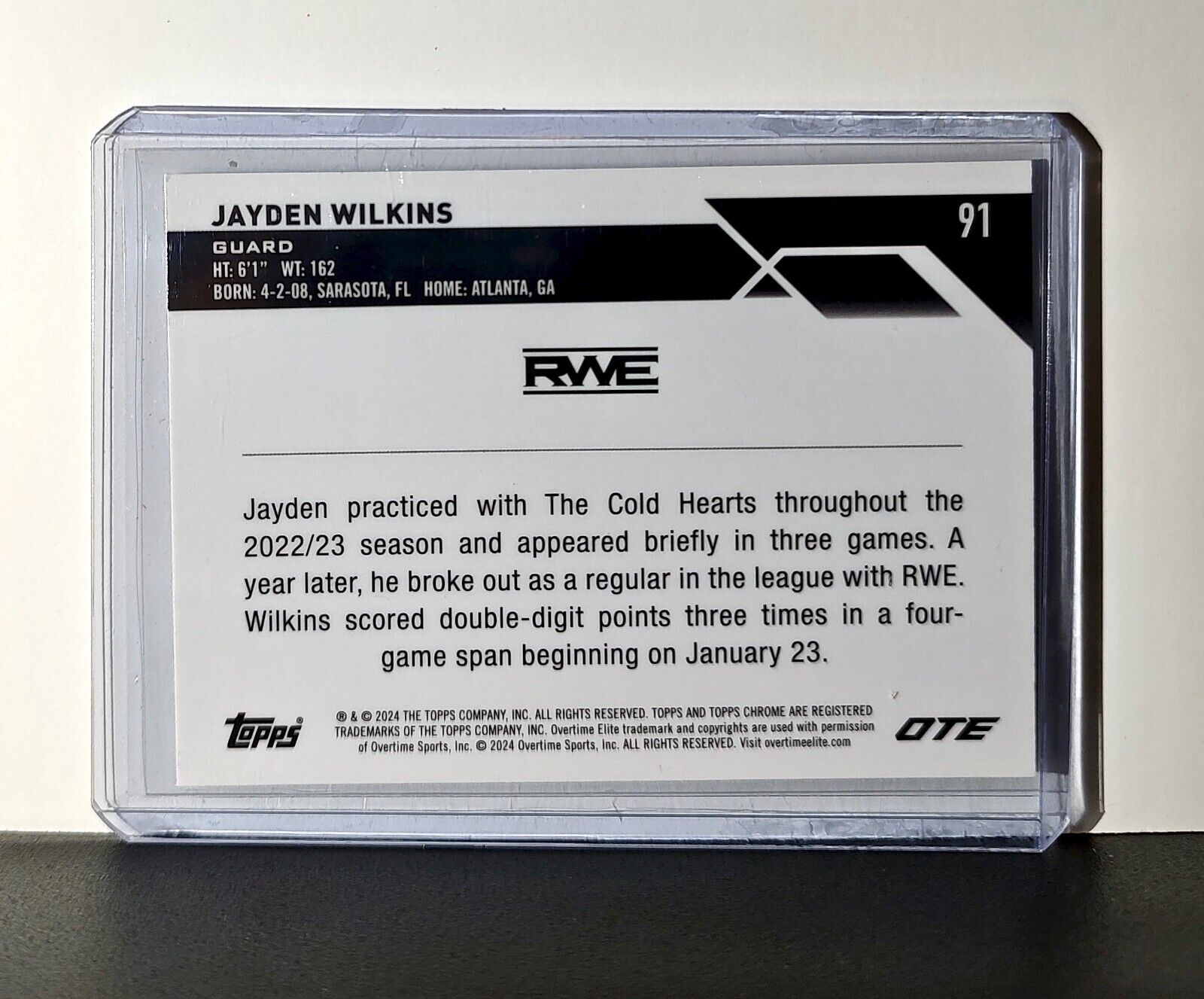 Jayden Wilkins Rookie Card 2023-24 Topps Chrome Overtime #91 RWE