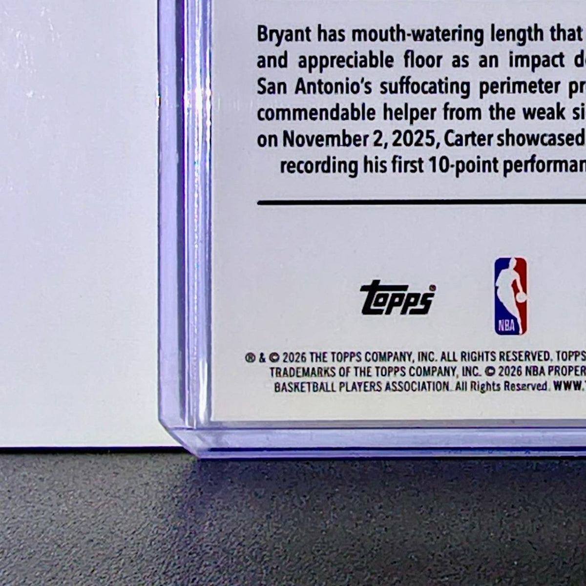 Carter Bryant Rookie 2025-26 NBA Topps Chrome Update Refractor #164 Card Spurs