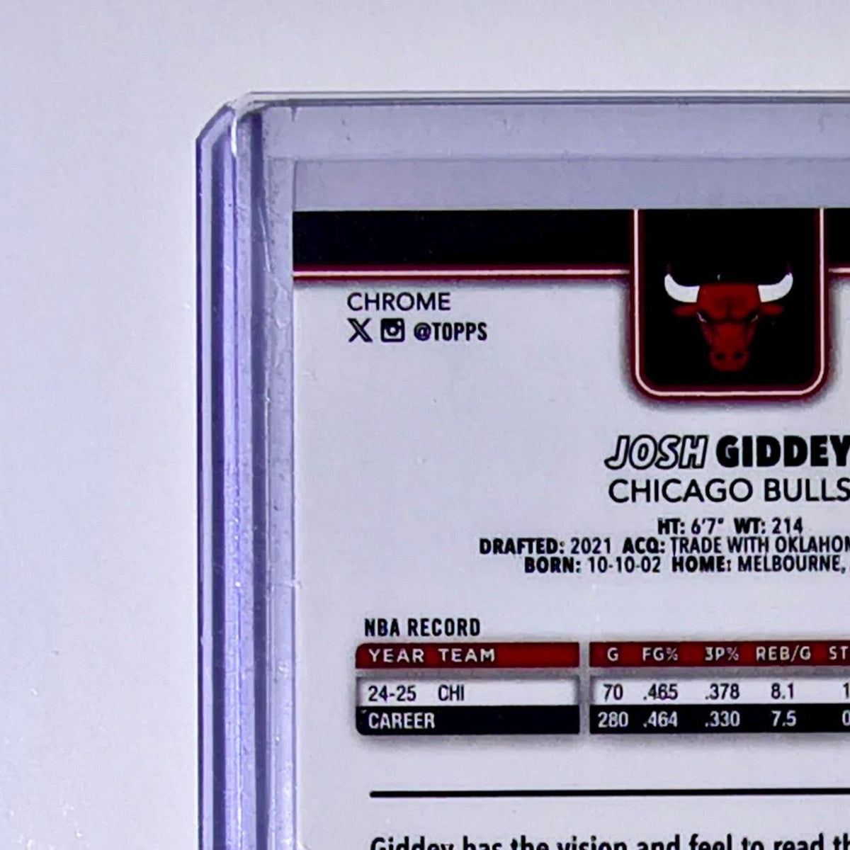 Josh Giddey 2025-26 NBA Topps Chrome Update X-Fractor #118 Card Chicago Bulls