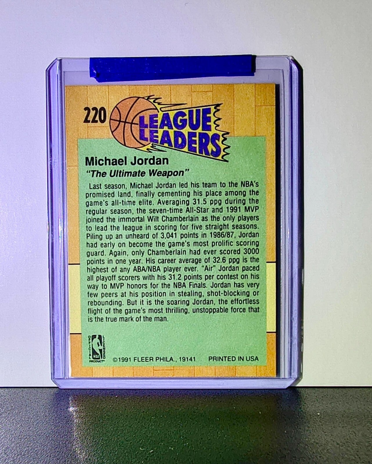 Michael Jordan 1991-92 Fleer League Leaders #220 Basketball Card Chicago Bulls
