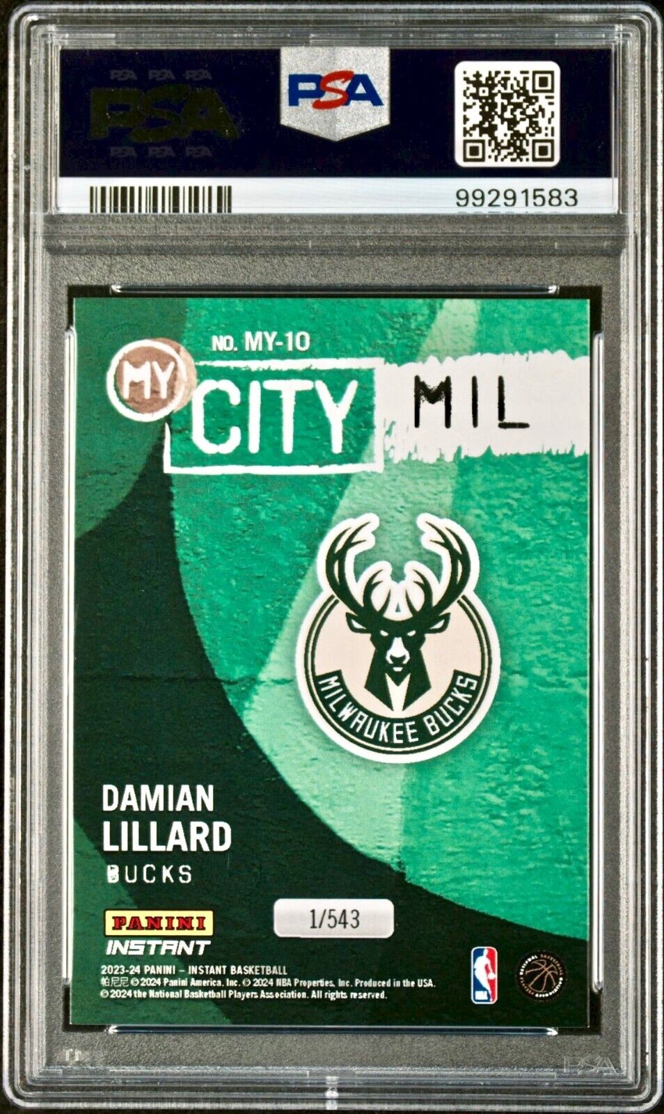 Damian Lillard 2023 Panini MyCity NBA #MY-10 Basketball Card PSA 9 Mint