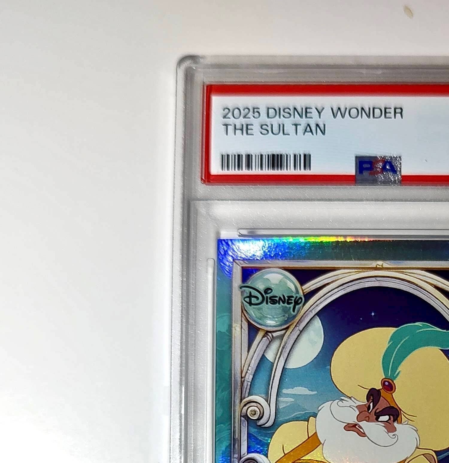 The Sultan 2025 Topps Disney Wonder #132 Diamond Card Alladin PSA 8