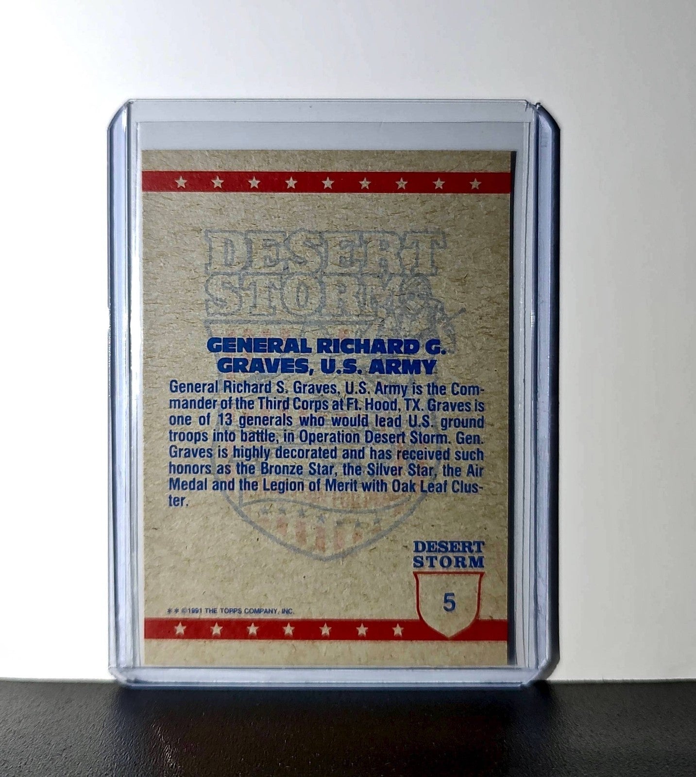 General Richard G. Graves 1991 Topps Desert Storm #5 Card