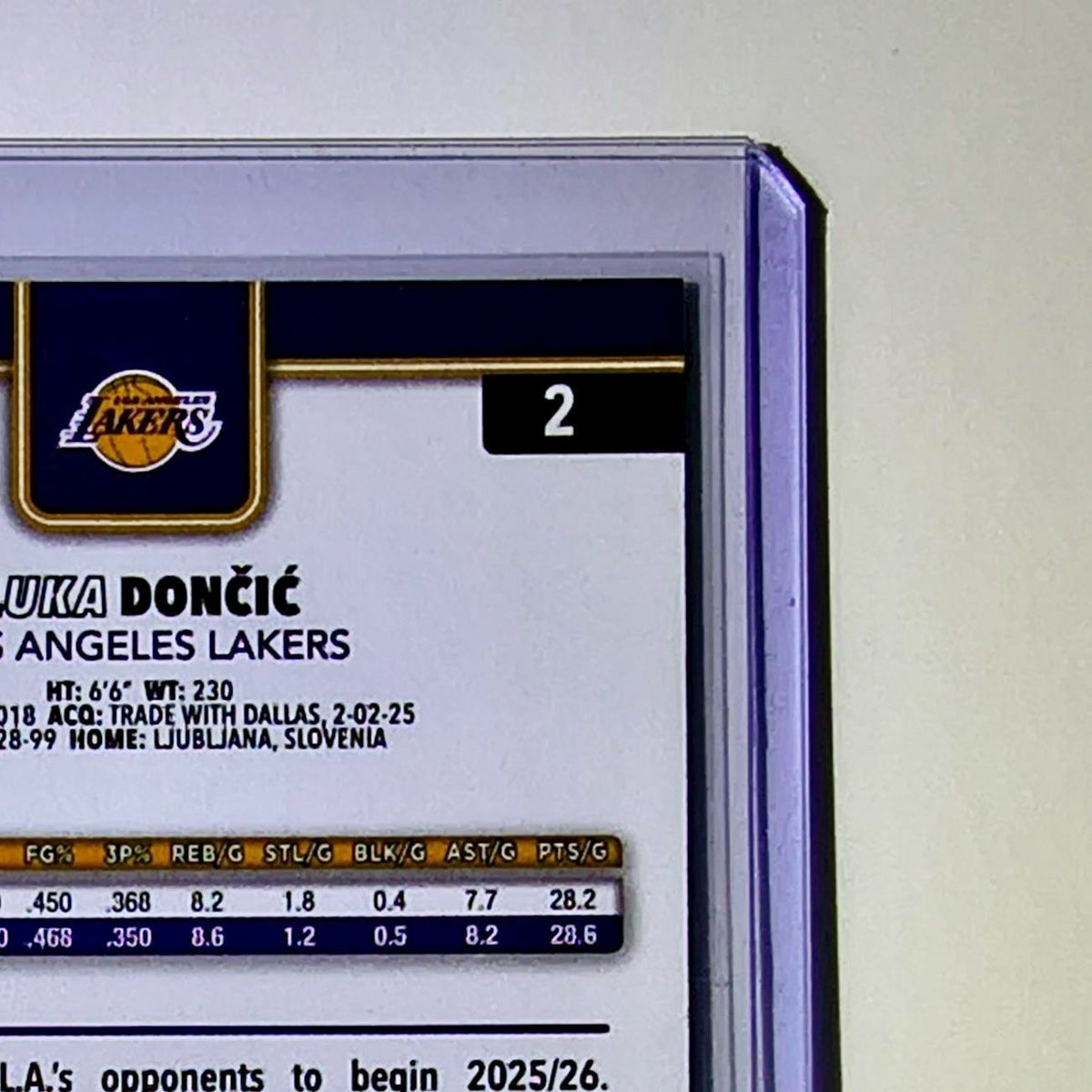 Luka Dončić 2025-26 NBA Topps Chrome Update #2 Card Los Angeles Lakers