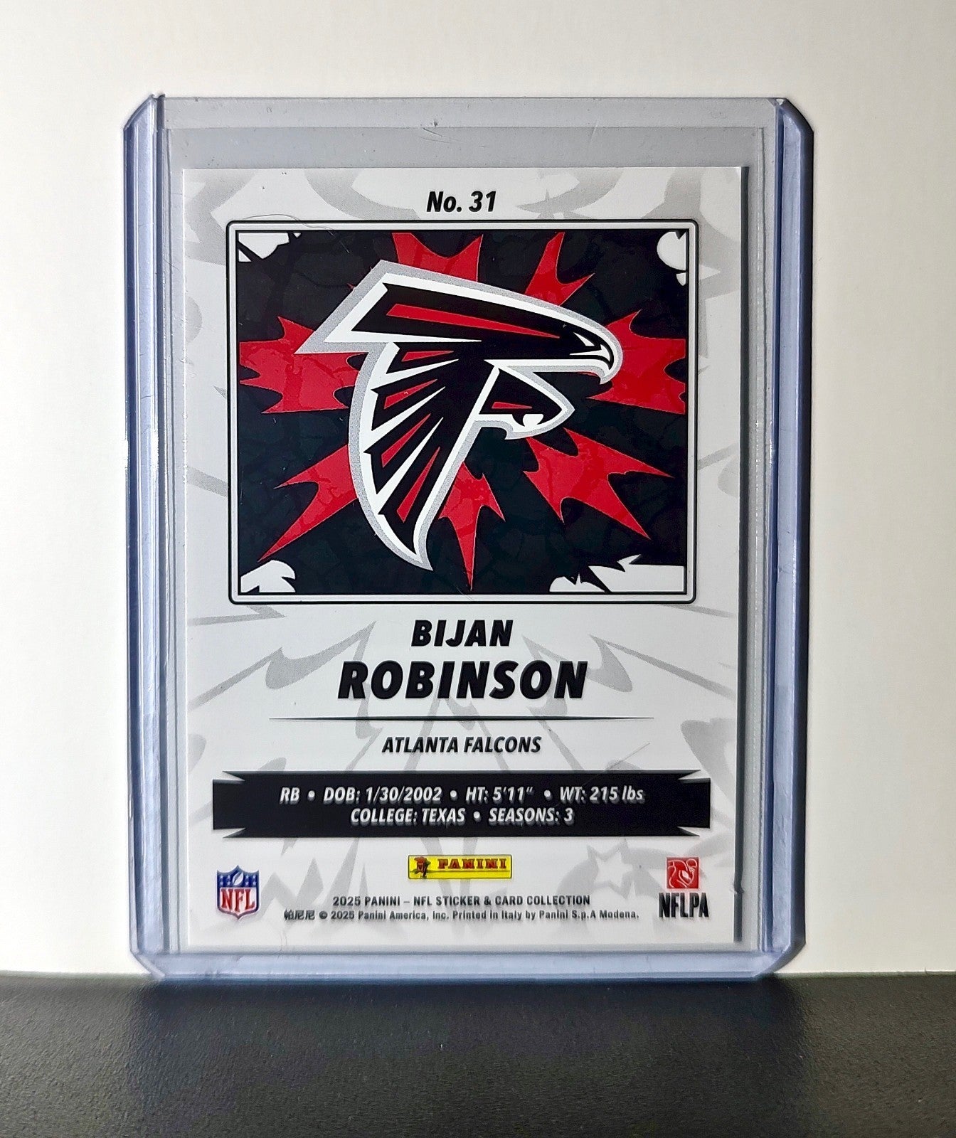 Bijan Robinson 2025 Panini NFL #31 Sticker Card Atlanta Falcons