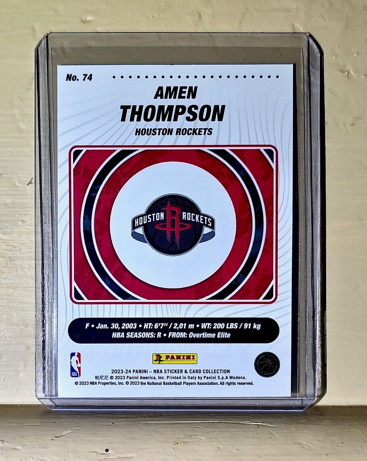 Amen Thompson 2023-24 Panini NBA Basketball #74 Rookie Card Houston Rockets