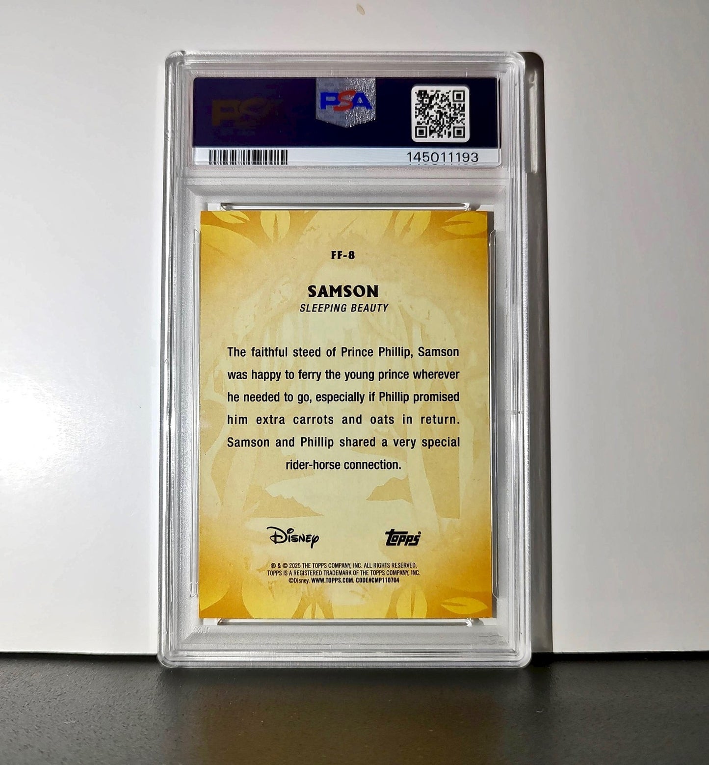 Samson 2025 Topps Disney #FF-8 Furry Friends Card Sleeping Beauty PSA 10