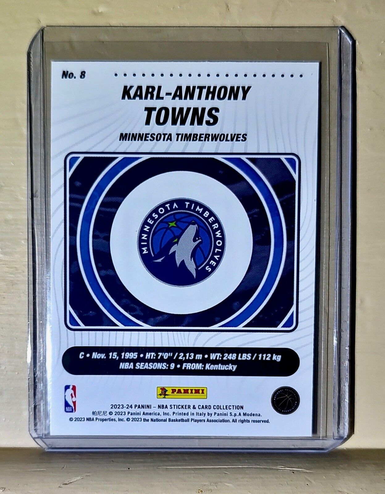 Karl-Anthony Towns 2023-24 Panini NBA Basketball #8 Card Minnesota Timberwolves