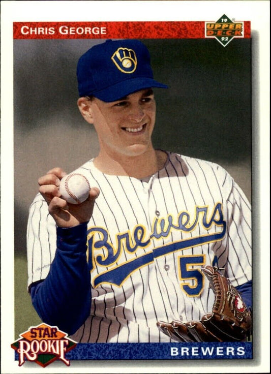 Chris George 1992 Upper Deck MLB #9 Star Rookies Baseball Card Milwaukee Brewers