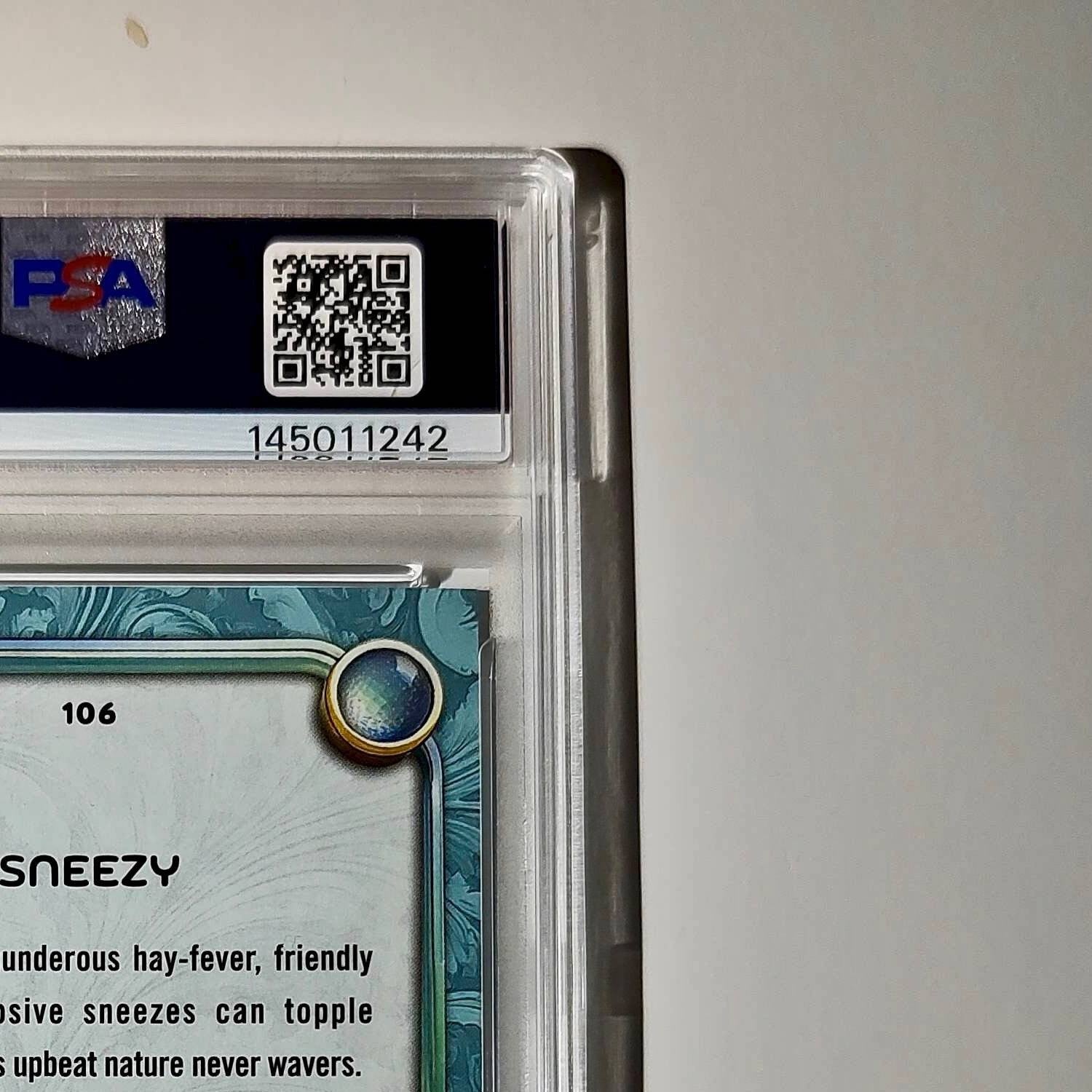 Sneezy 2025 Topps Disney #106 Diamond Card Snow White and the Seven Dwarfs PSA 9