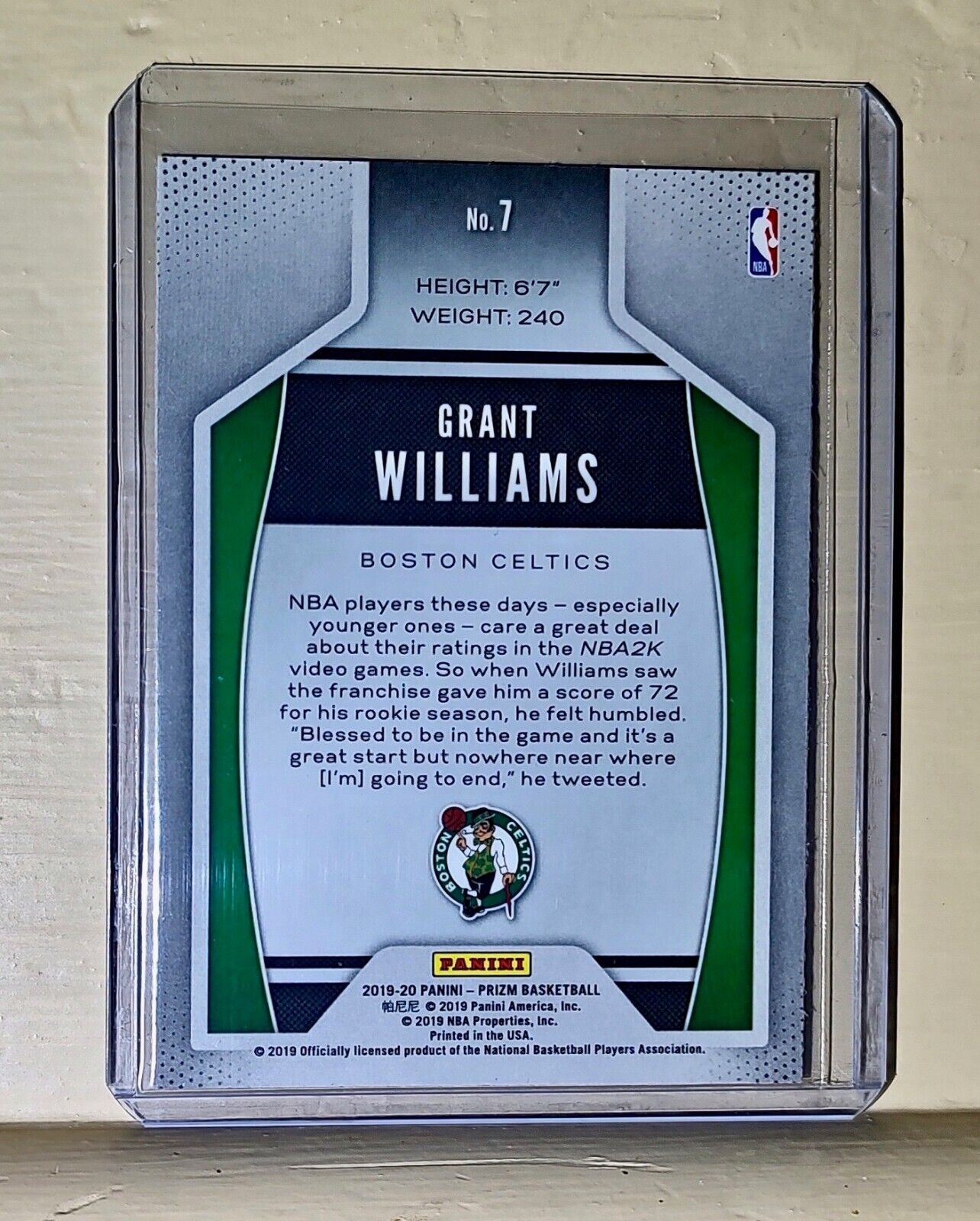 Grant Williams 2019-20 Panini Prizm Instant Impact NBA #7 Rookie Card