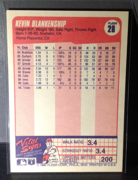 1990 Kevin Blankenship Fleer Baseball Card #28