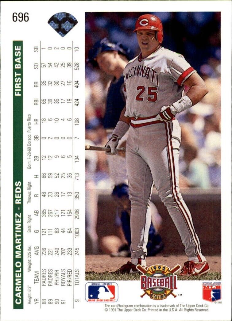 Carmelo Martinez 1992 Upper Deck MLB #696 Baseball Card Cincinnati Reds