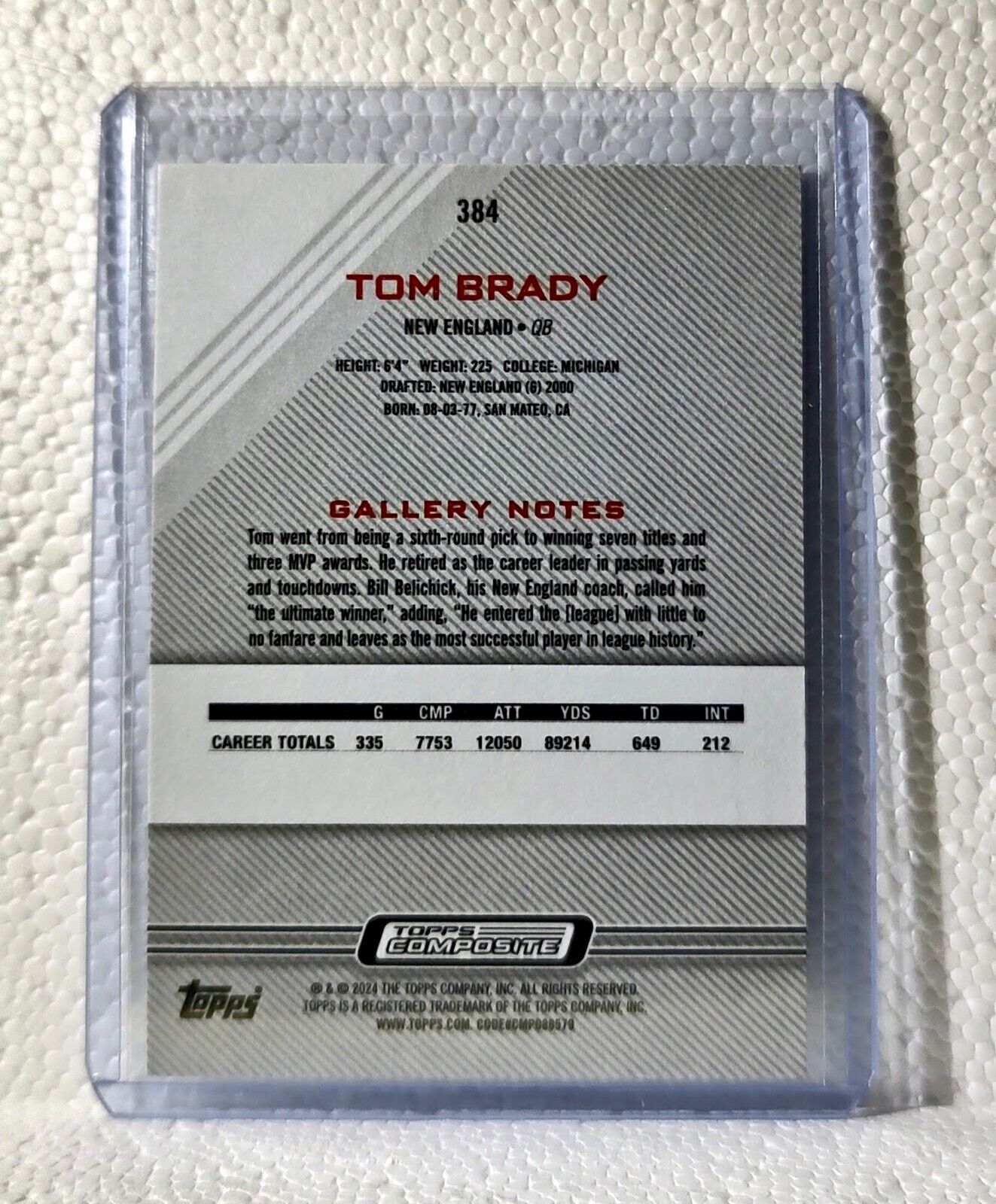 Tom Brady 2023 Topps Gallery NFL #384 Football Card New England Patriots