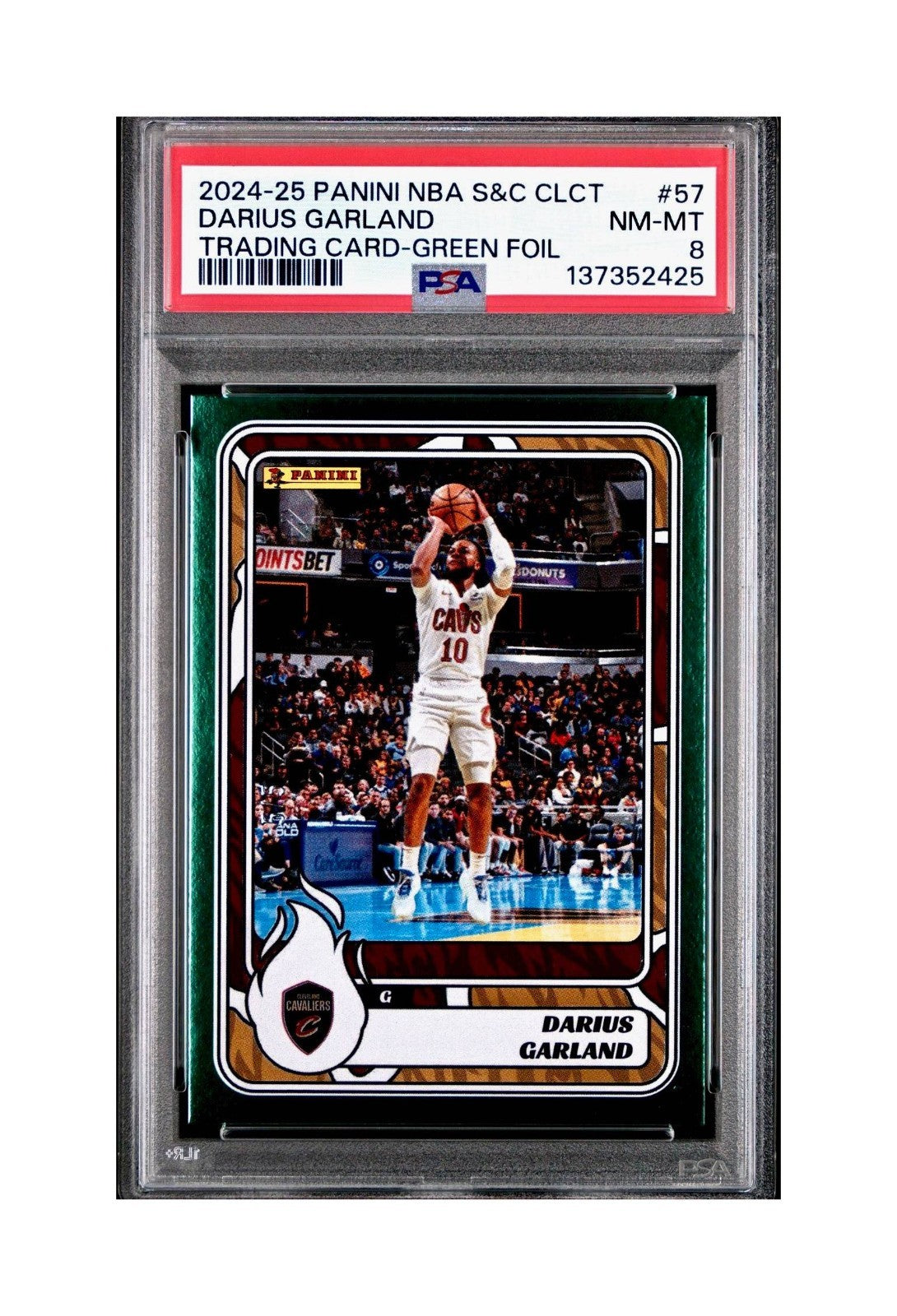 Darius Garland 2024-25 Panini NBA #57 Sticker 5/5 Green Foil PSA 8 NM-MT