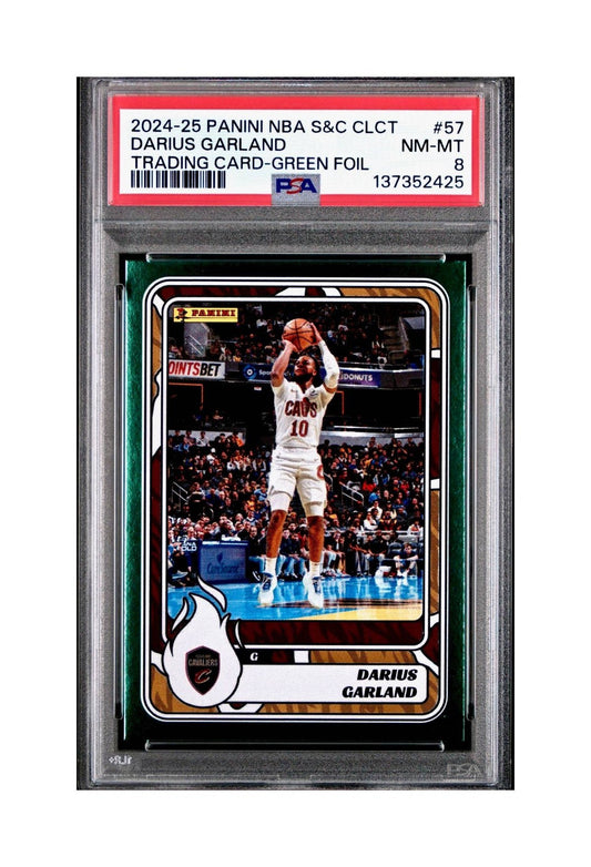 Darius Garland 2024-25 Panini NBA #57 Sticker 5/5 Green Foil PSA 8 NM-MT