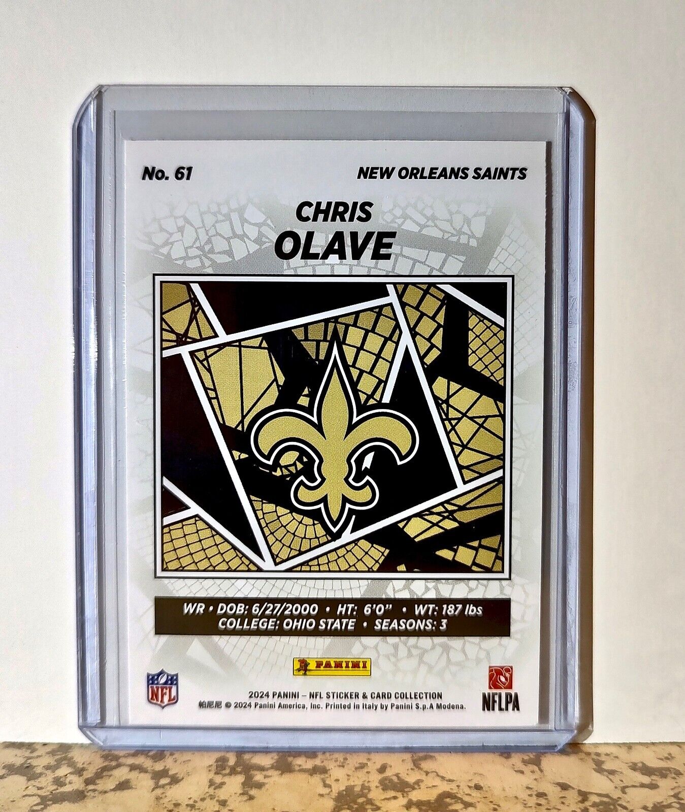 Chris Olave 2024 Panini NFL #61 Sticker Card New Orleans Saints