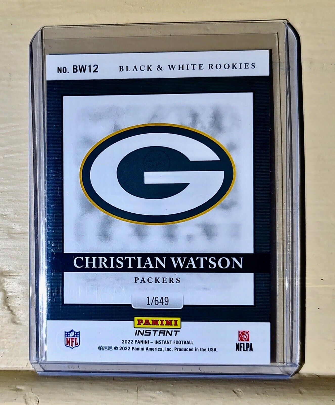 Christian Watson 2022 Panini NFL Black & White Rookies #12 Football Card 1/649