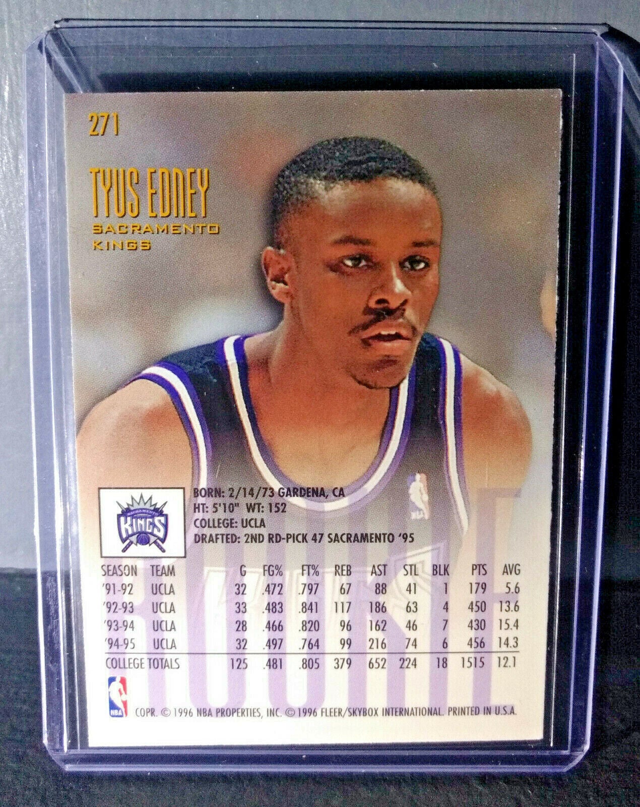 1995-96 Tyus Edney Fleer Ultra #271 Rookie Basketball Card