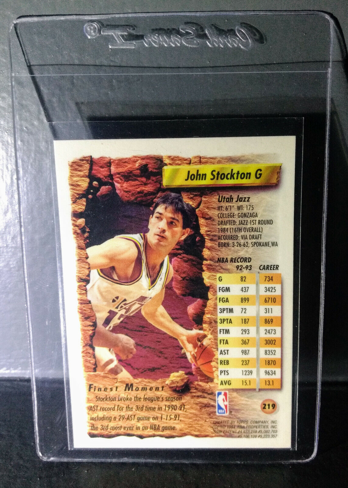 1993-94 Topps Finest John Stockton #219 Basketball Card